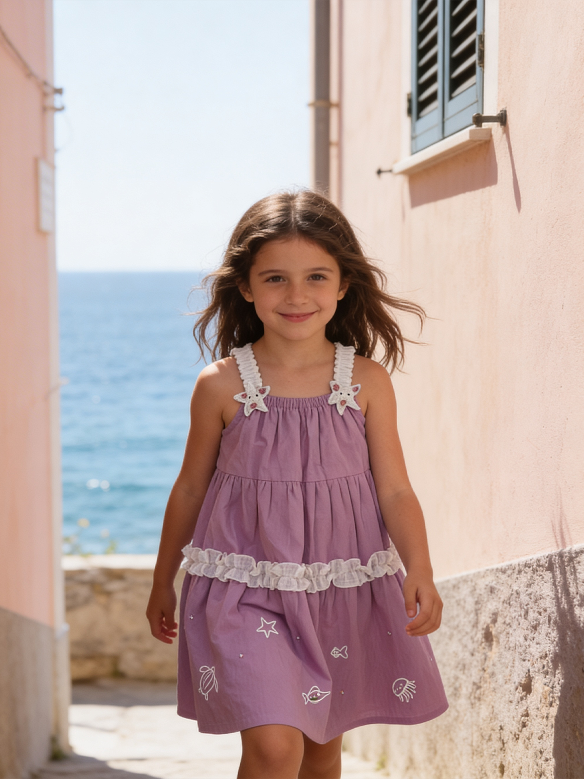 Lavender tier dress with 3D Starfish Patch