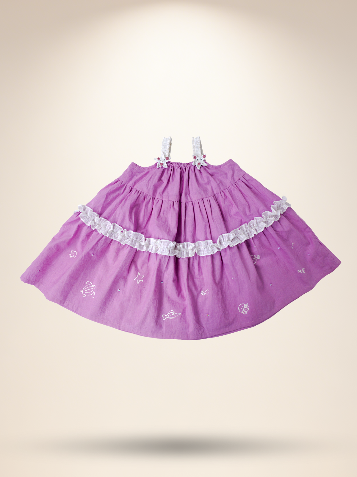 Lavender tier dress with 3D Starfish Patch