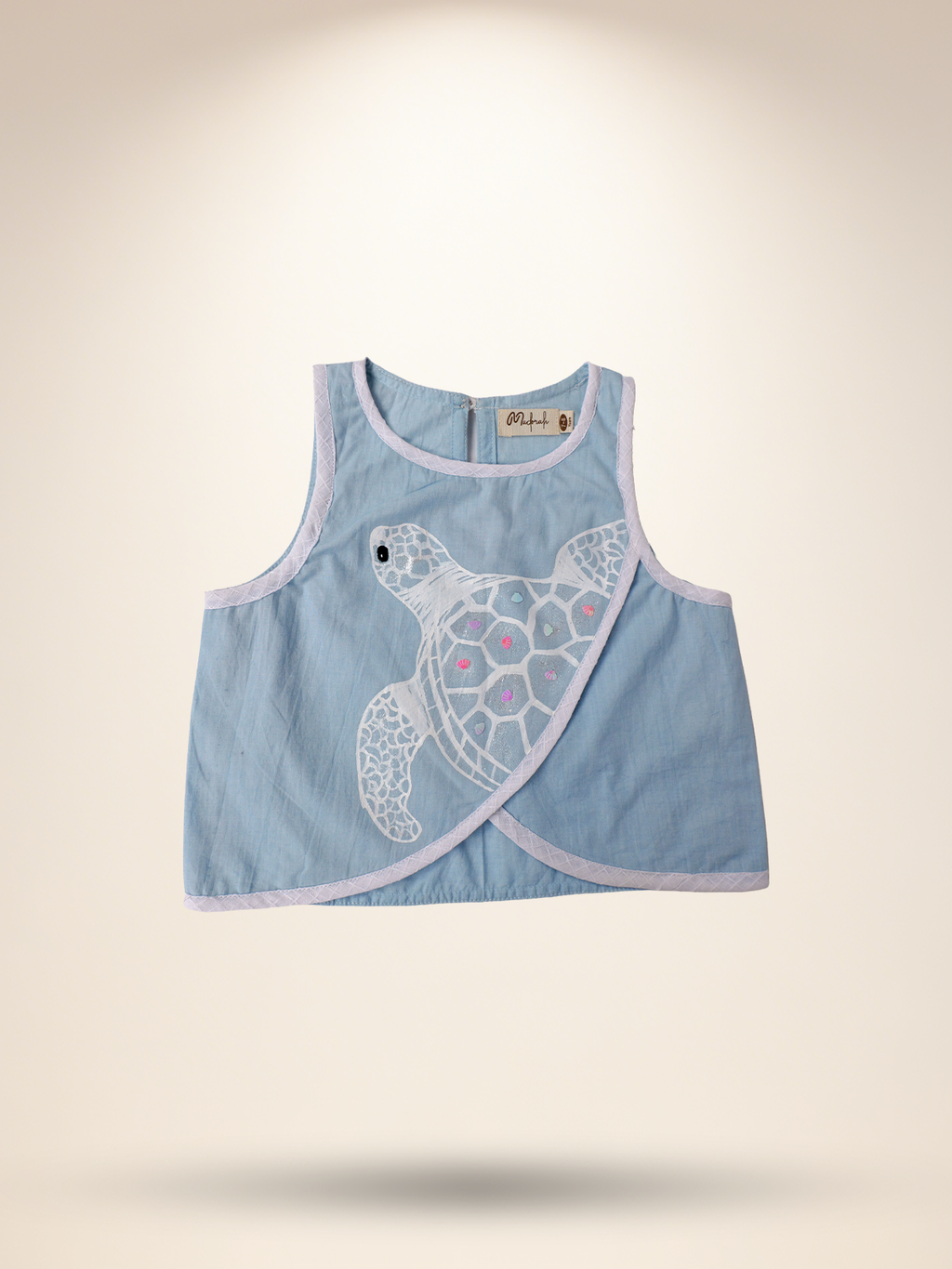 Baby blue overlap top with white shorts