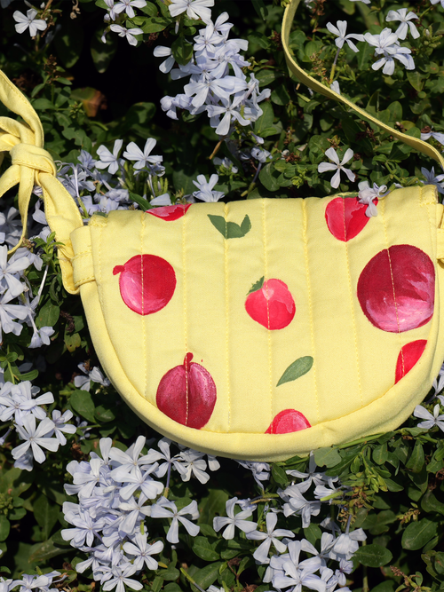 Handpainted cherry Quilted Sling Bag
