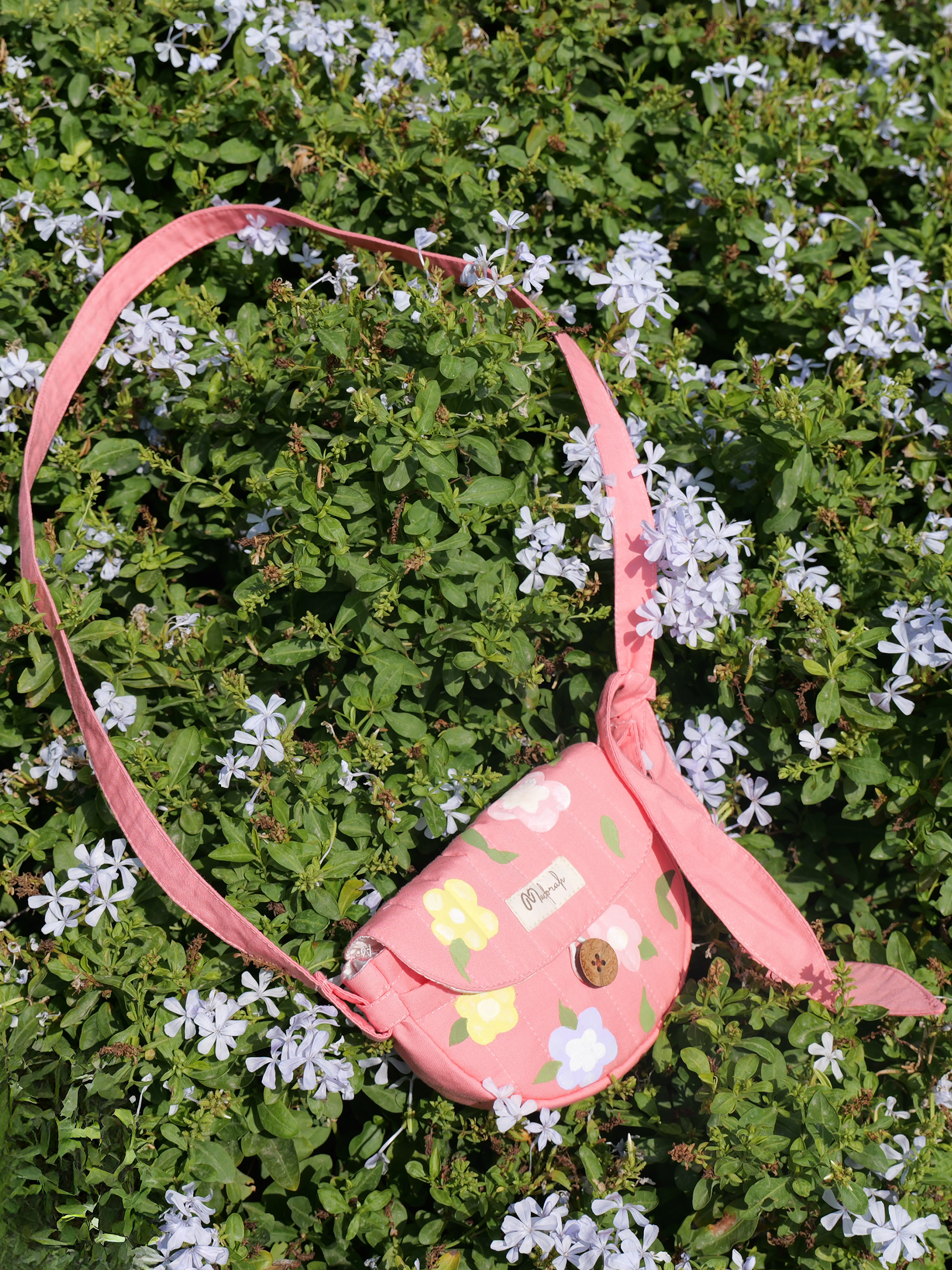 Handpainted floral Quilted Sling Bag
