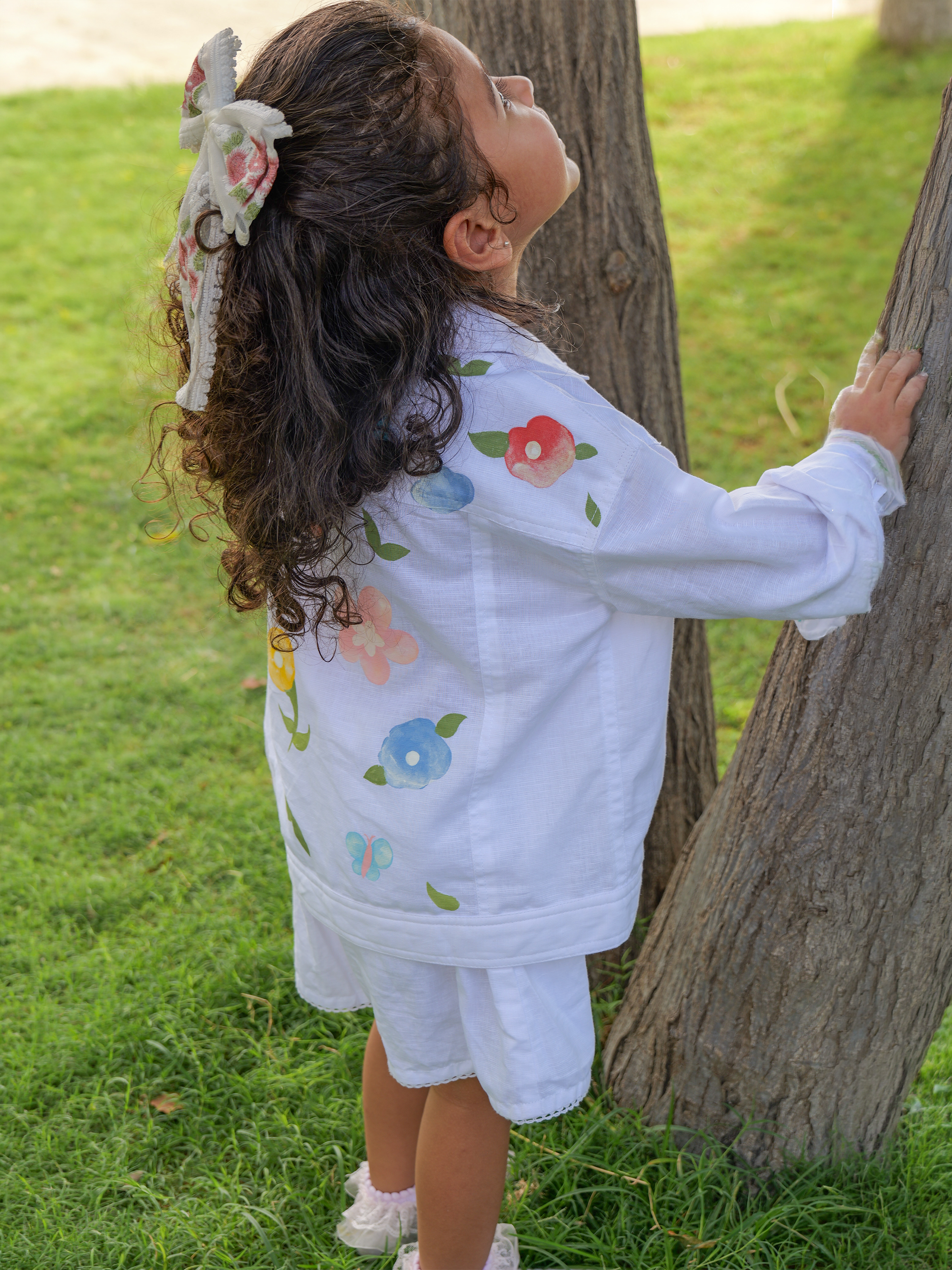 White Spring Linen Unisex Jacket with Pants