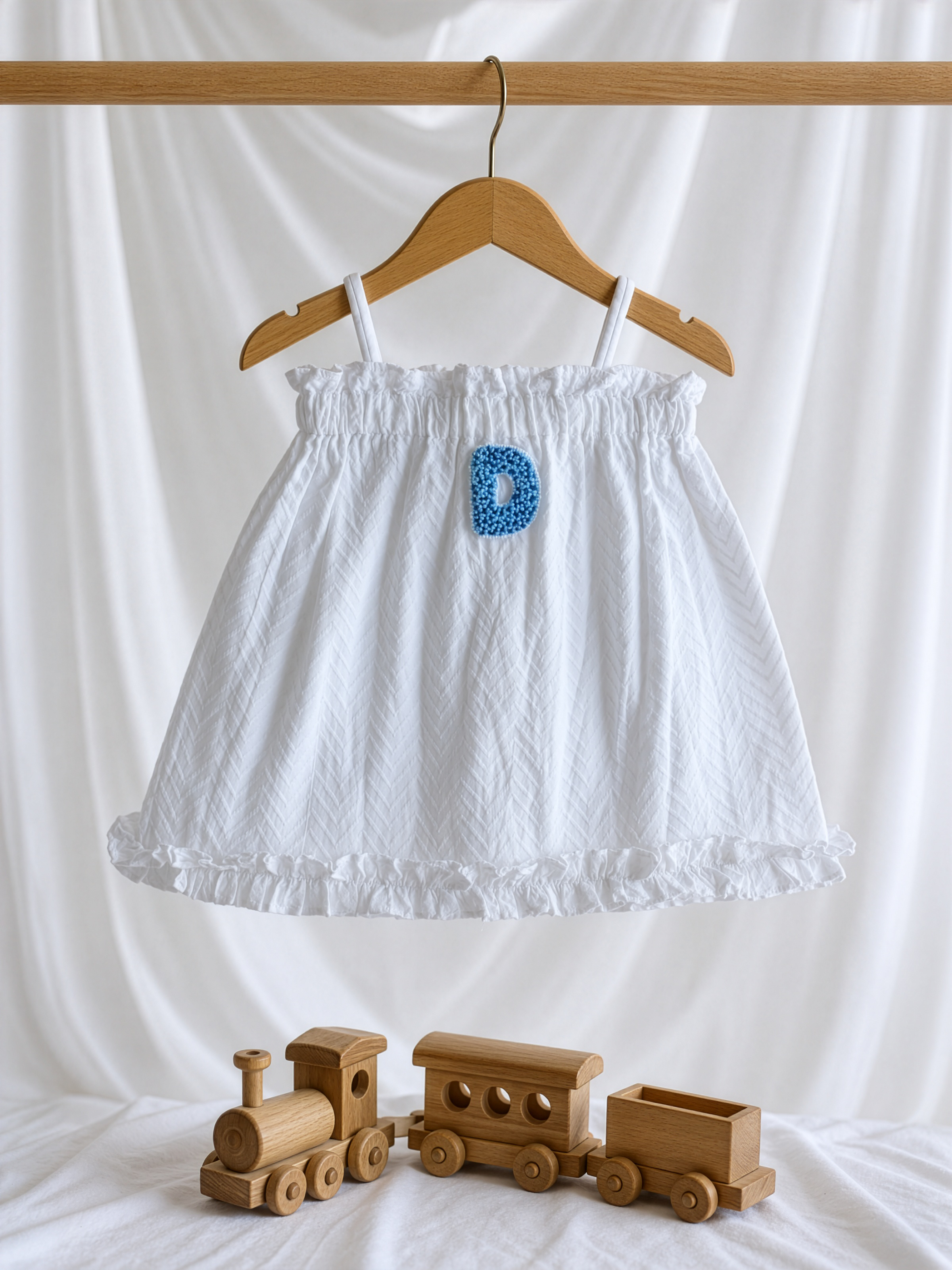 White Frill Gathered Dress