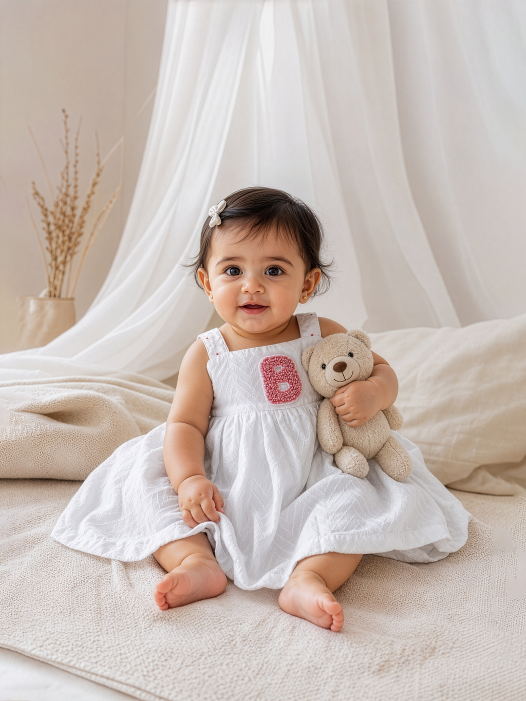 White Gathered Back Tie-Up Dress