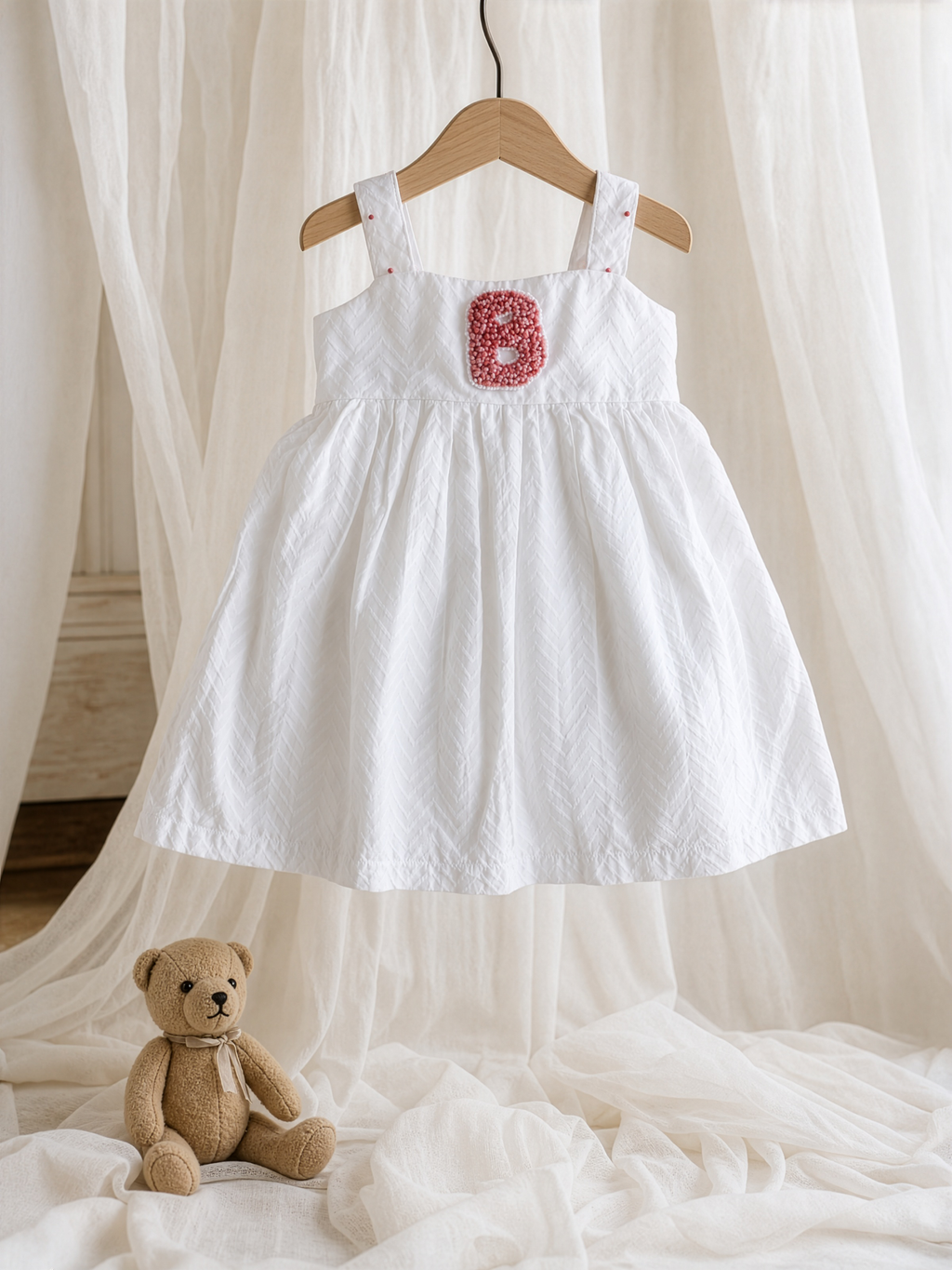 White Gathered Back Tie-Up Dress