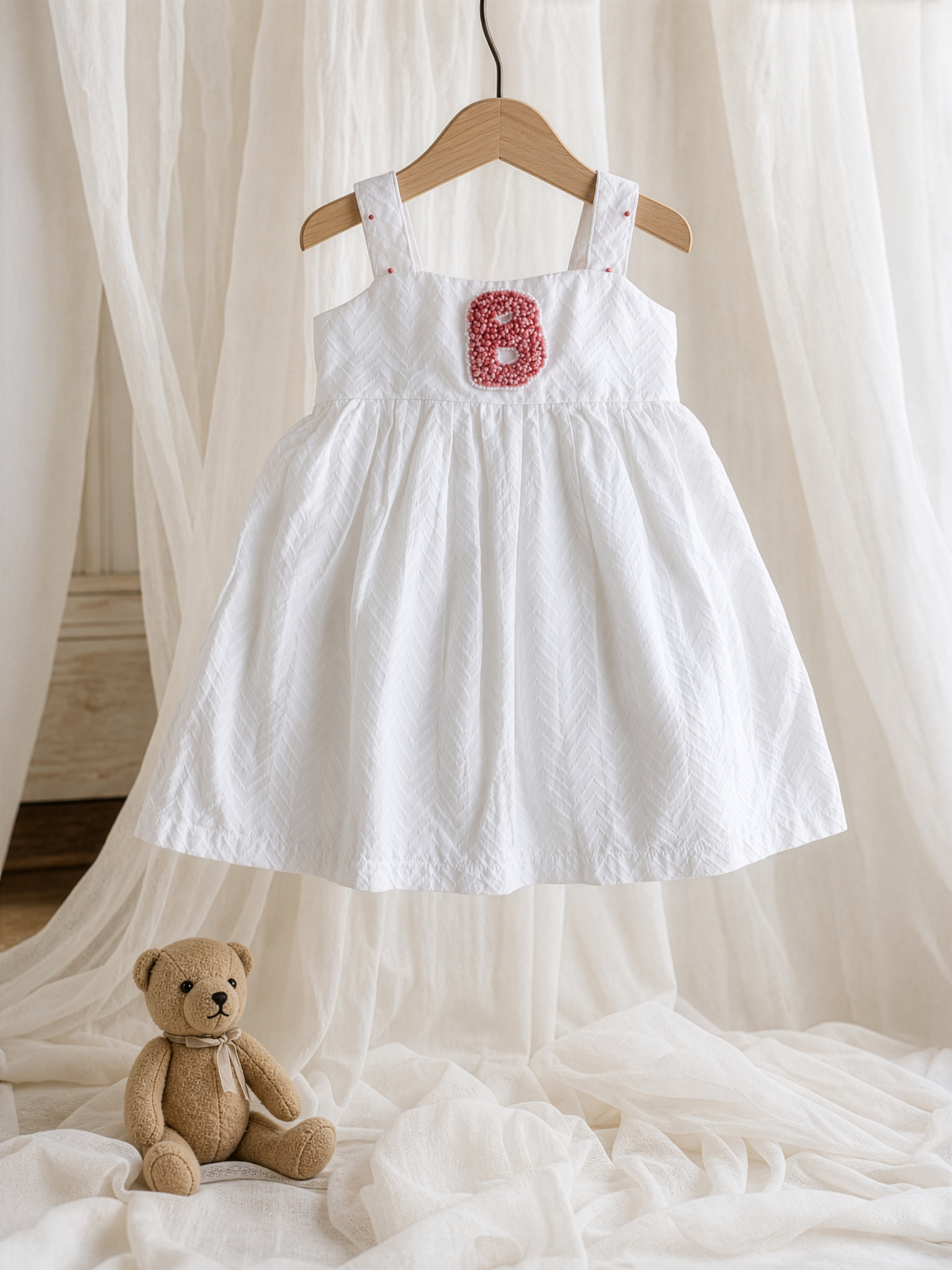 White Gathered Back Tie-Up Dress