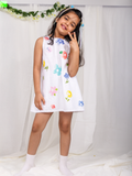 White Spring Linen A-Line Dress With Back Elastic