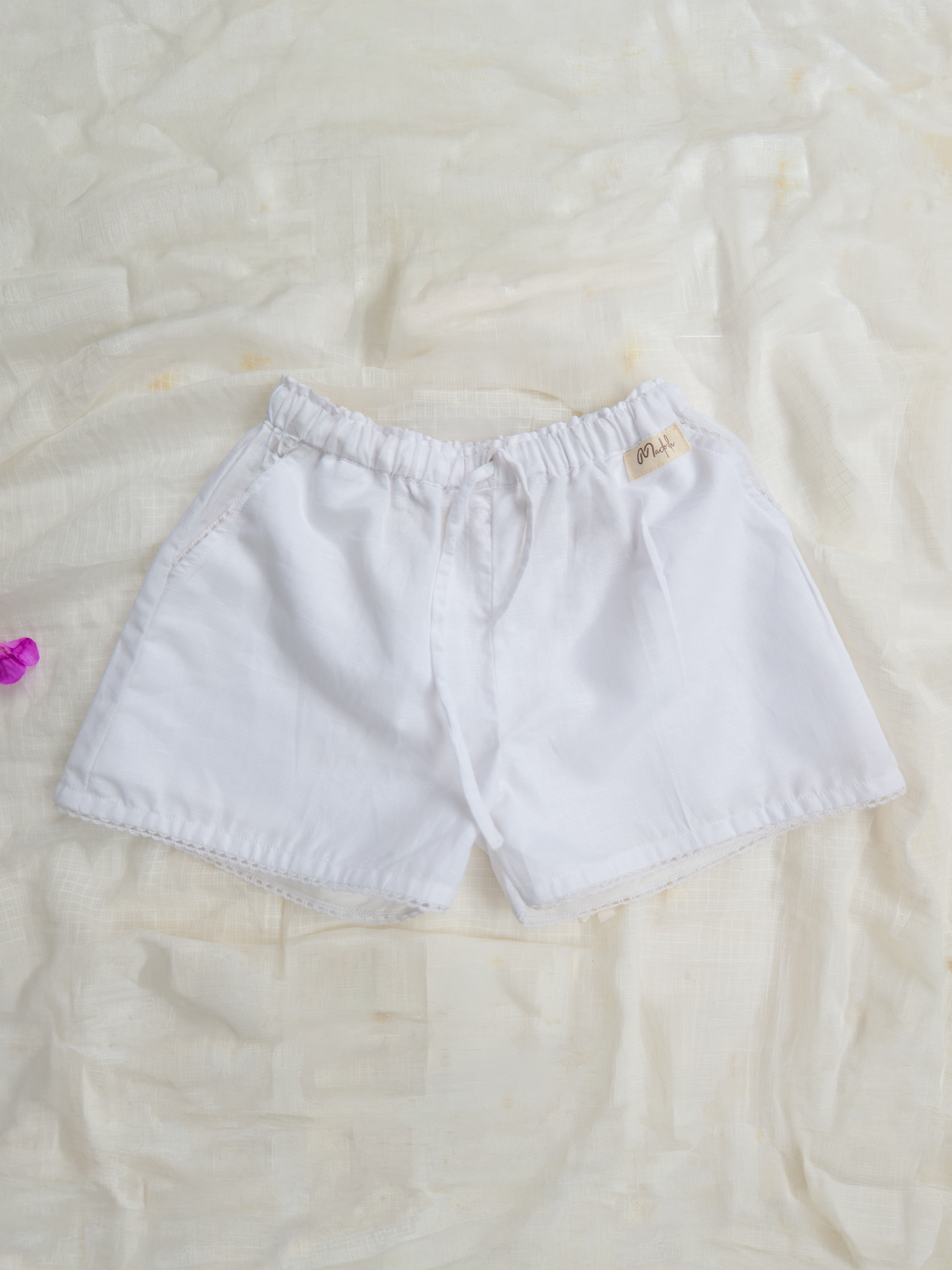 White Spring Linen A-Line Shorts