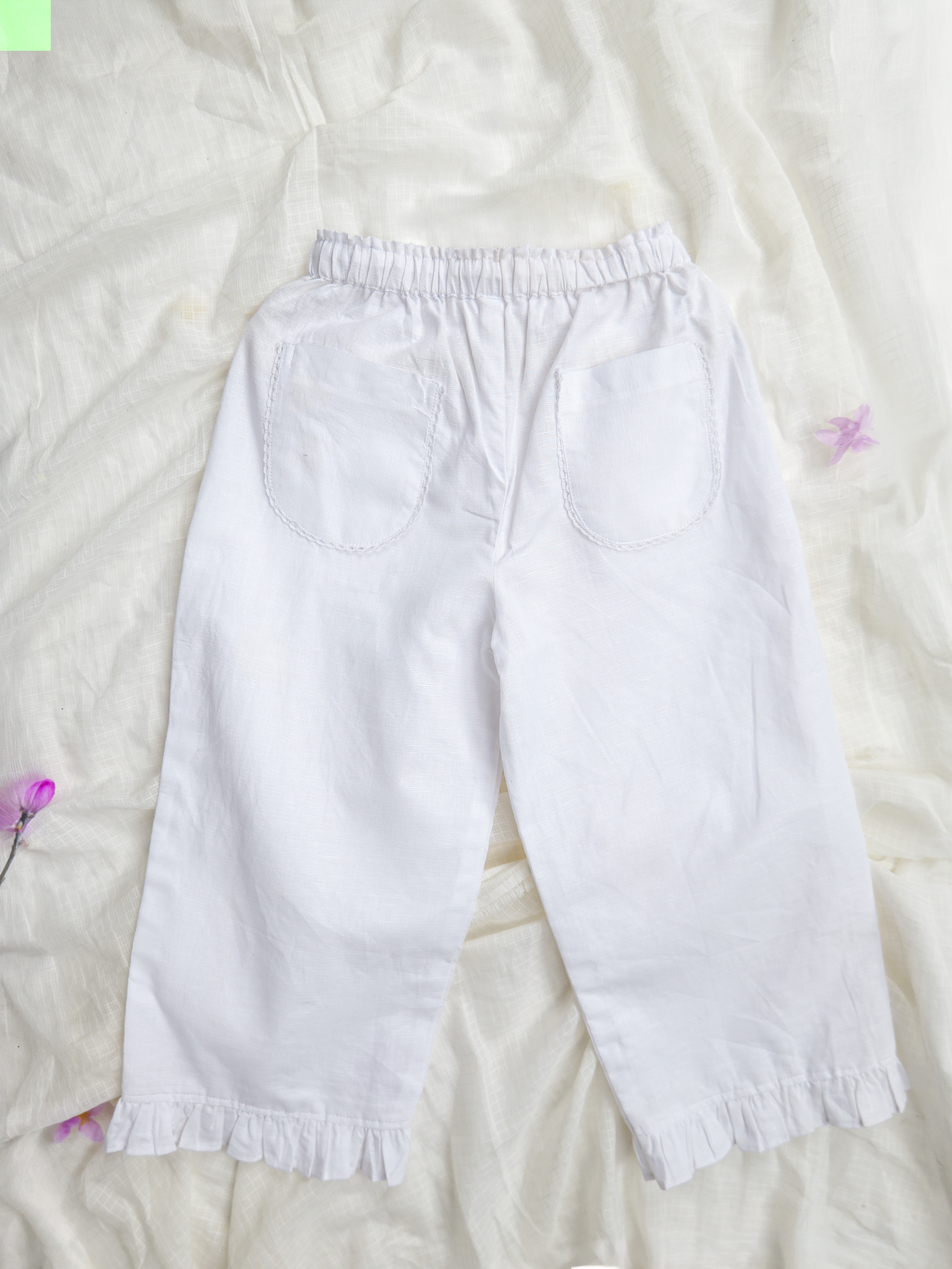 White Spring Linen Floral Collar with Pants