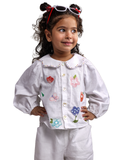 White Spring Linen Floral Collar with Pants