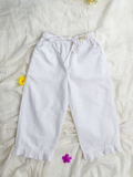White Spring Linen Frill Pants