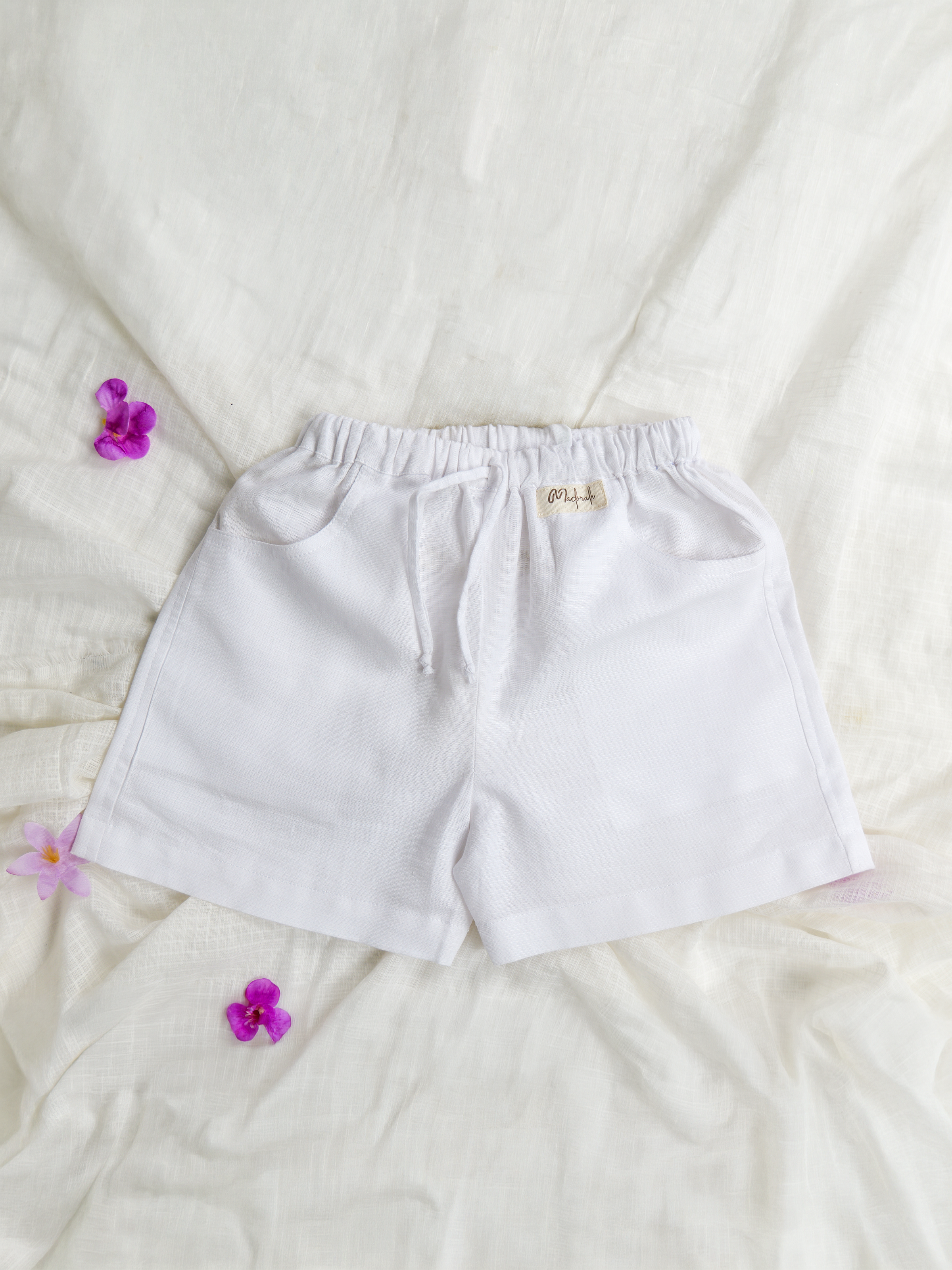 White Spring Linen Half Sleeve Shirt with Shorts