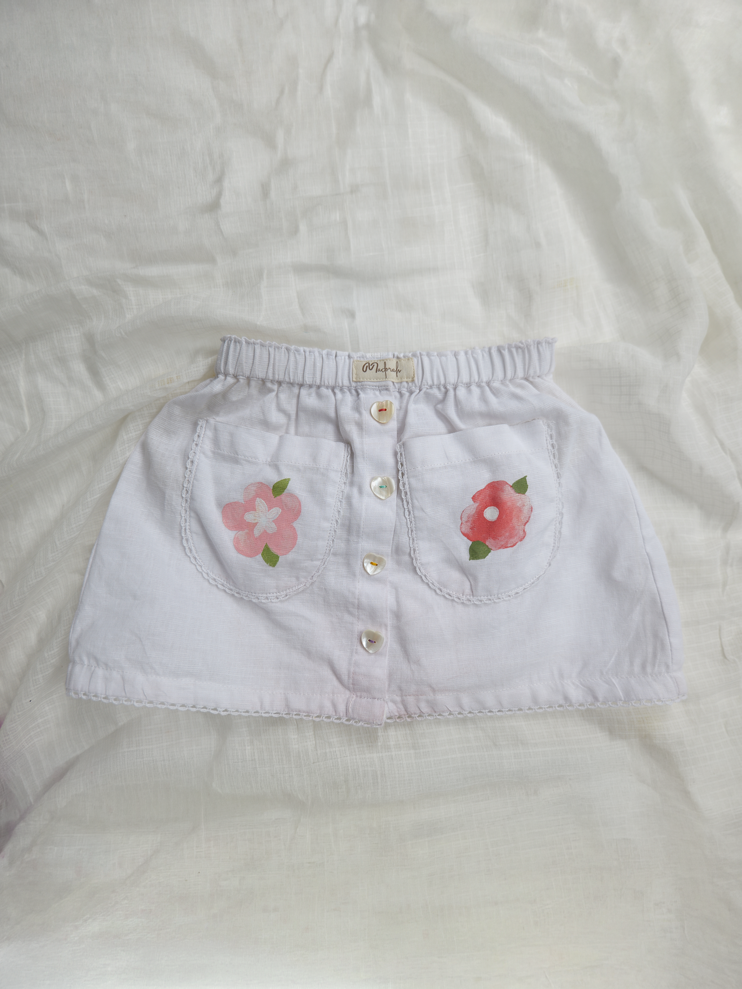 White Spring Linen Peplum Top with Mini Skirt