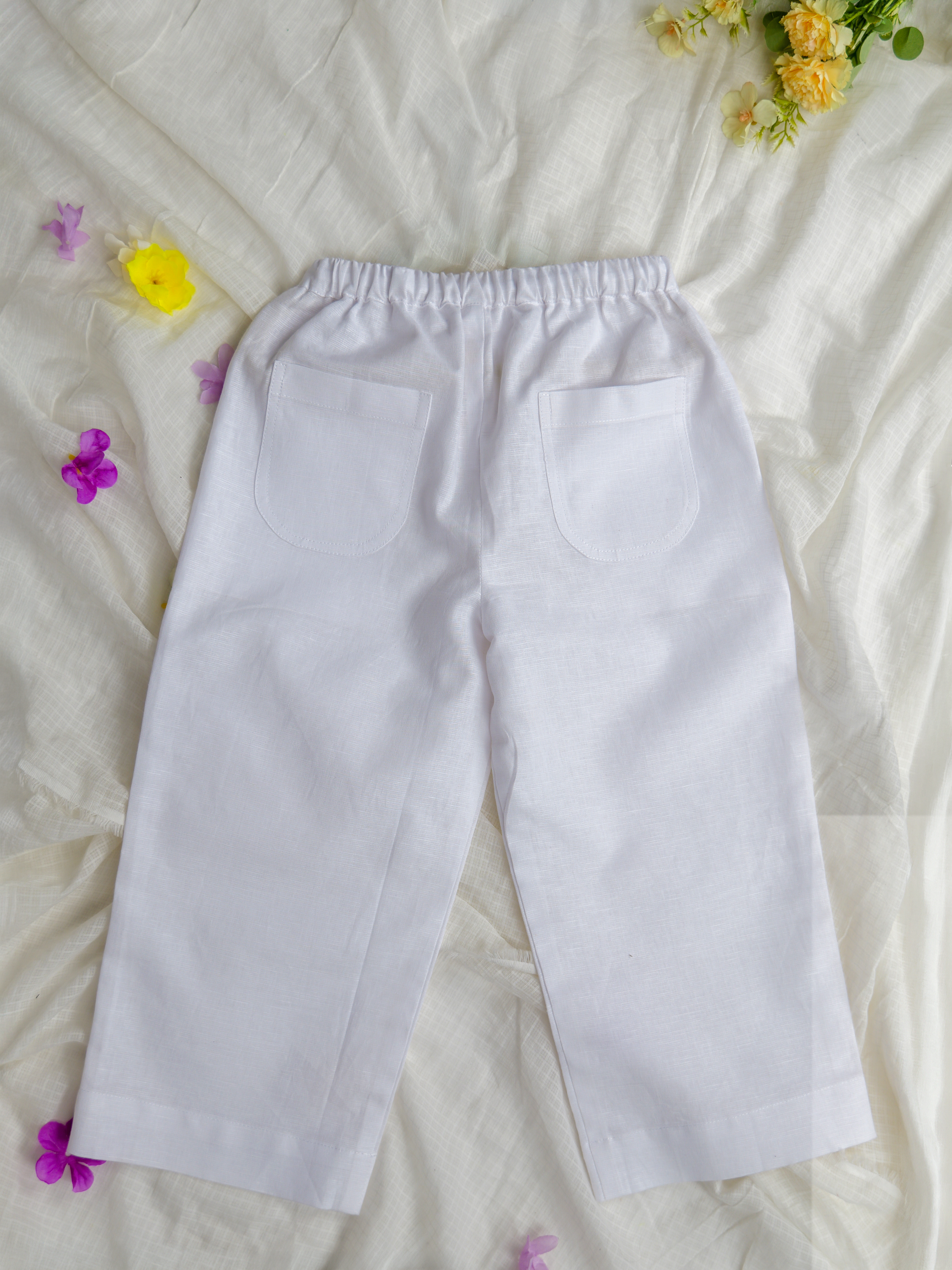 White Spring Linen Shirt with Pants