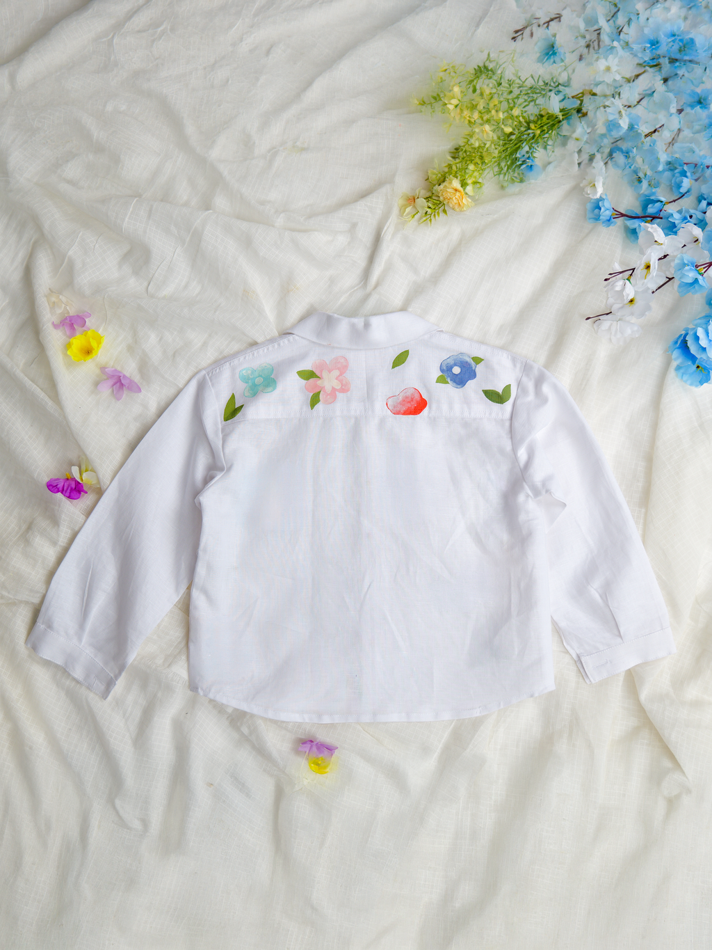 White Spring Linen Shirt with Pants