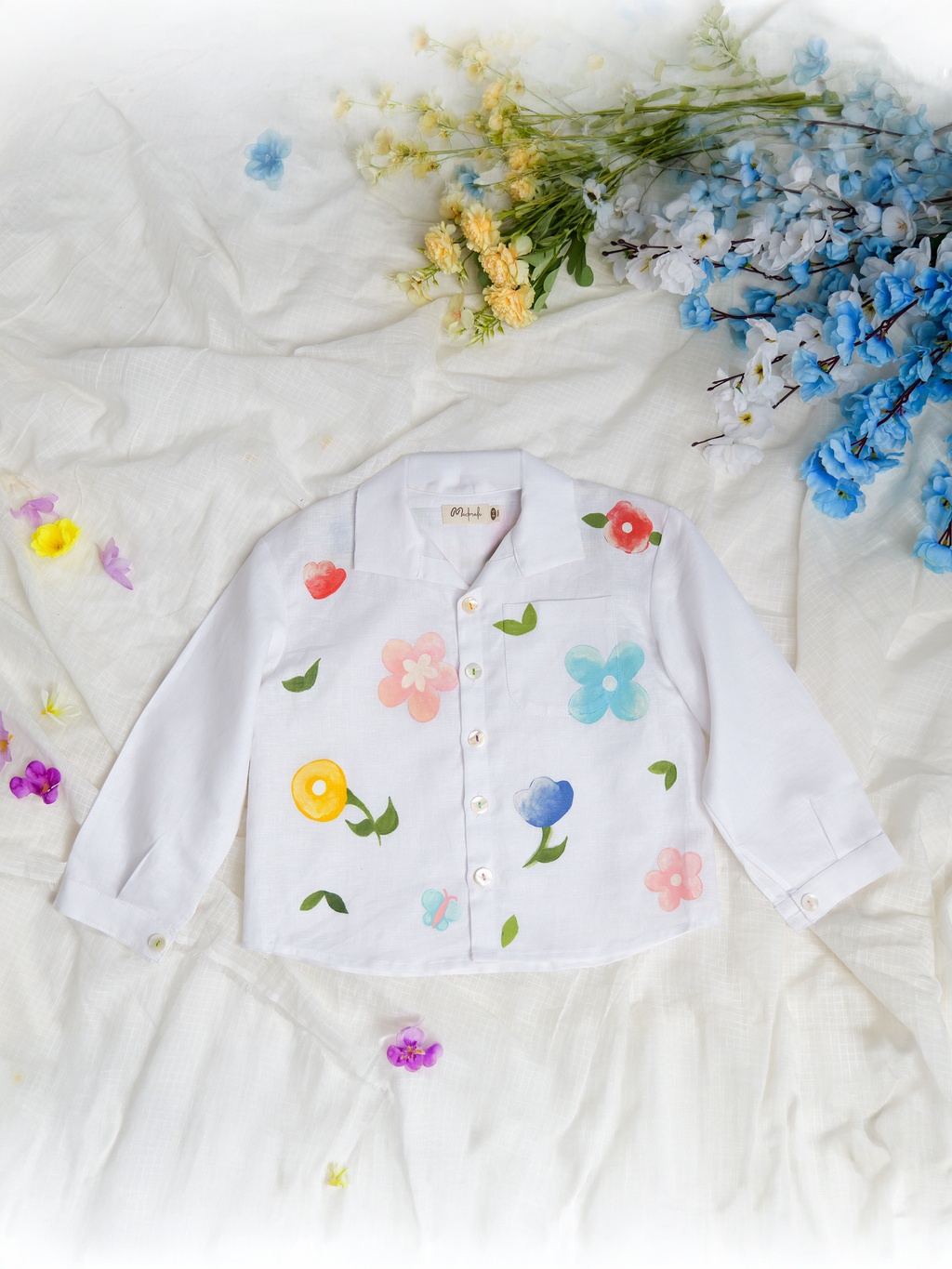 White Spring Linen Shirt with Pants