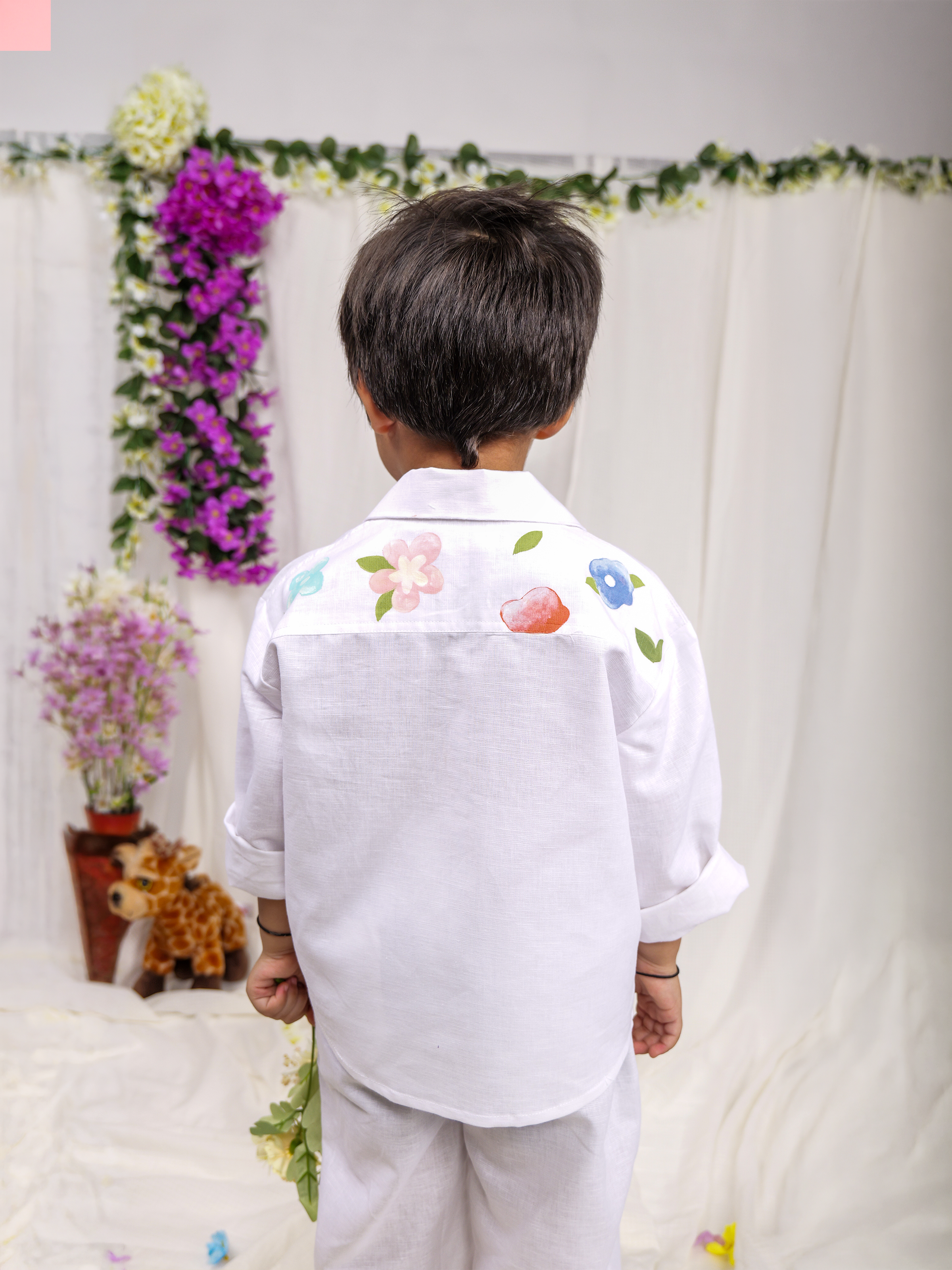 White Spring Linen Shirt with Pants