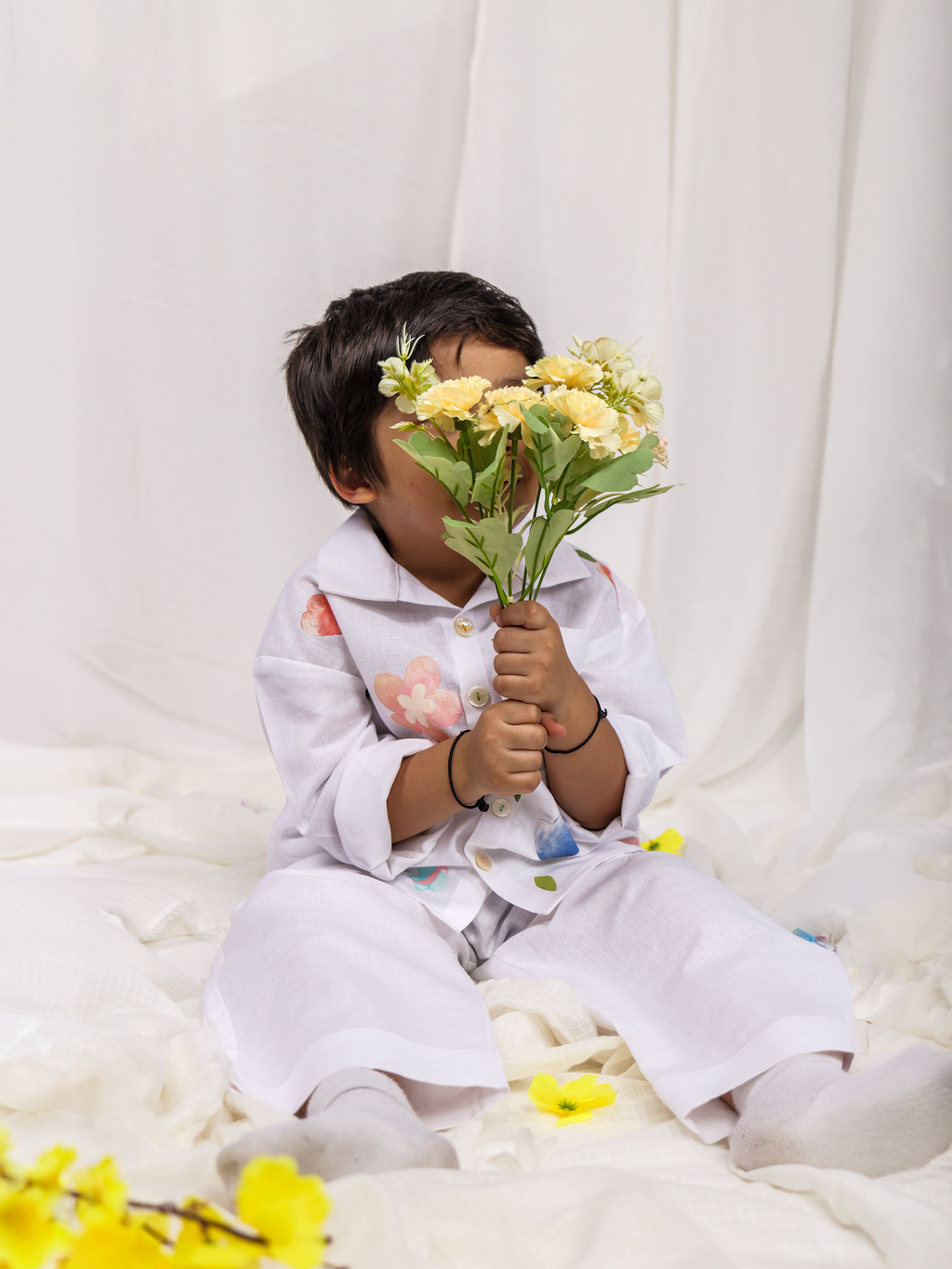 White Spring Linen Shirt with Pants