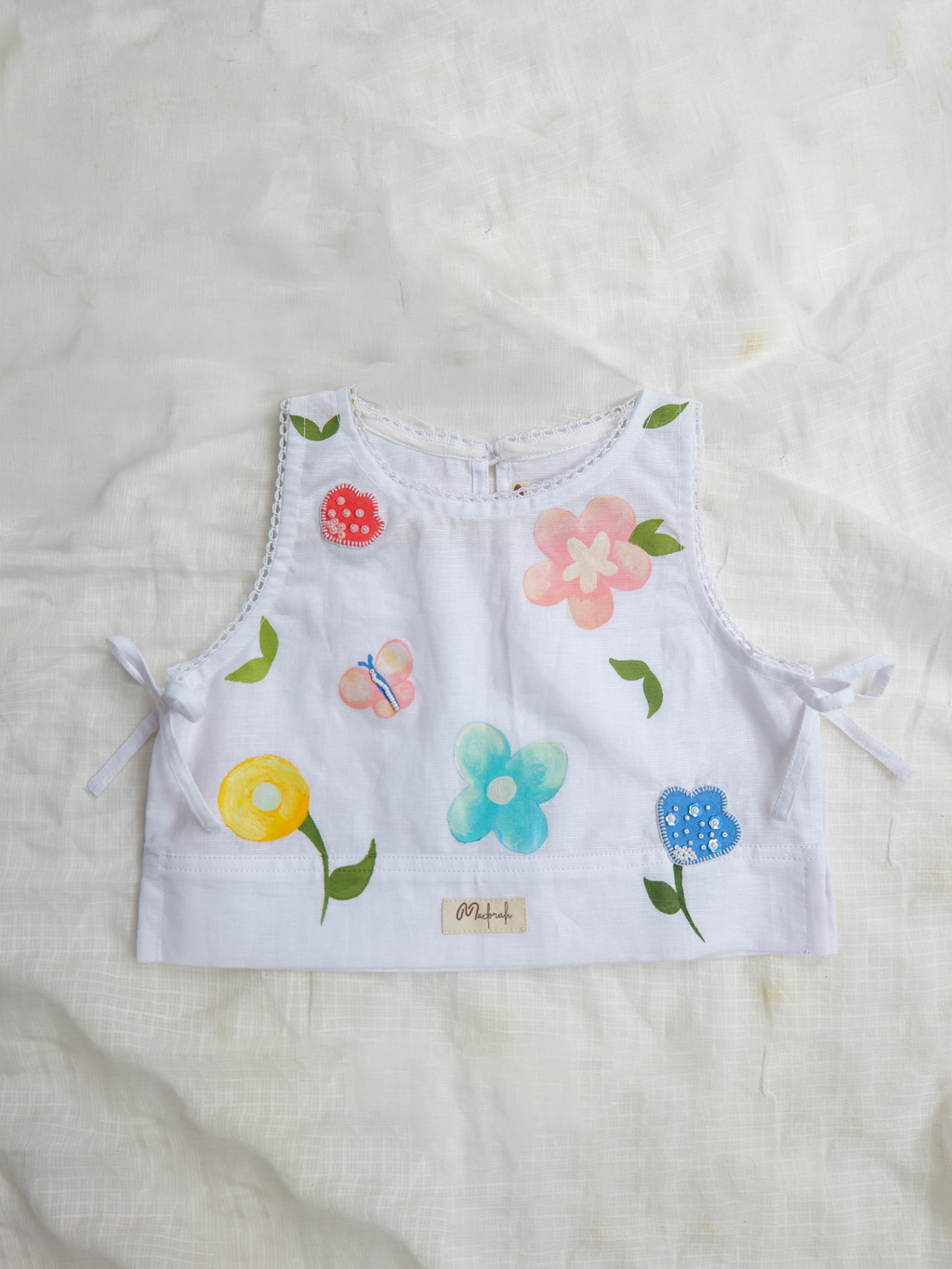 White Spring Linen Skorts Set