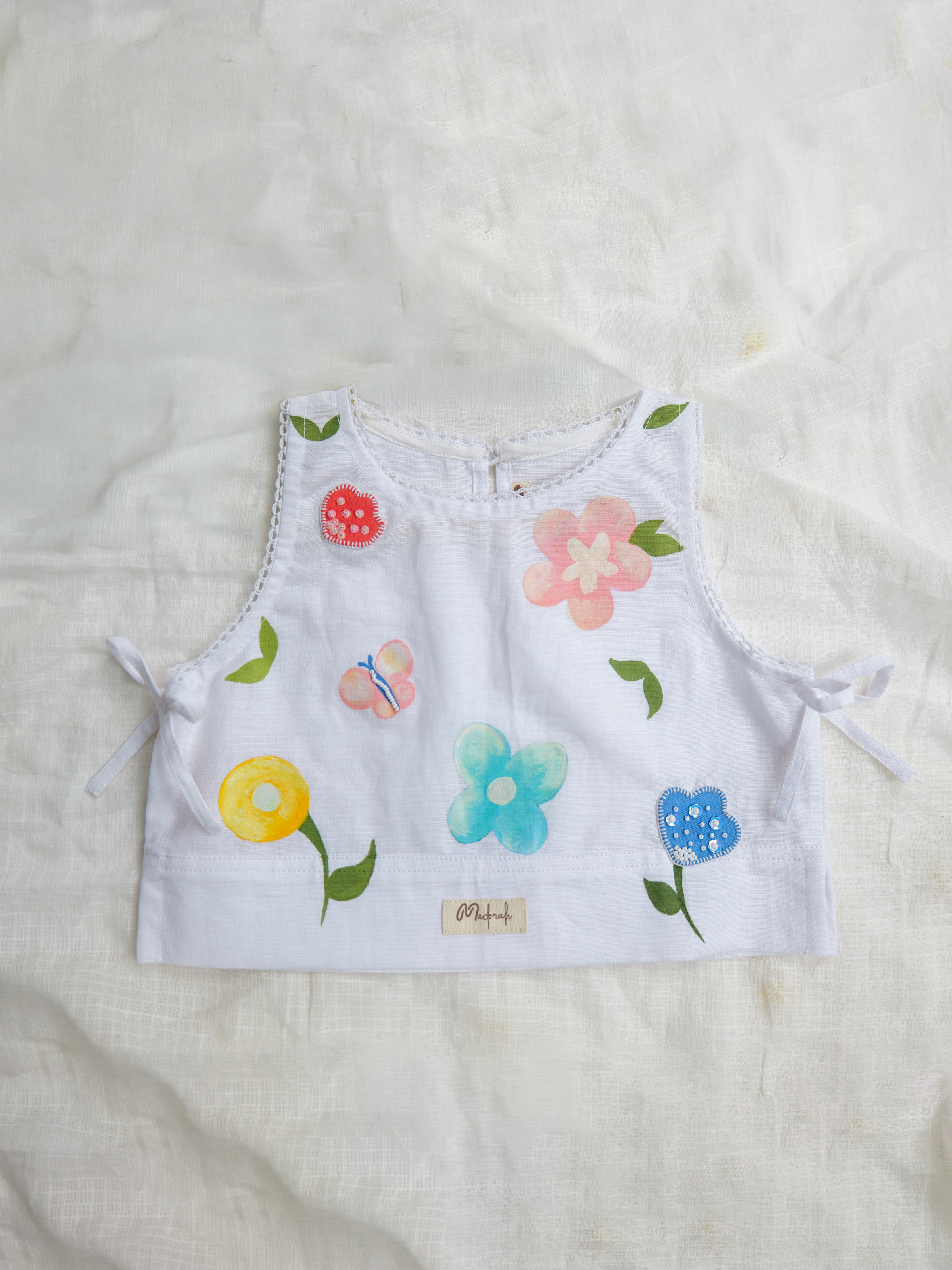 White Spring Linen Skorts Set
