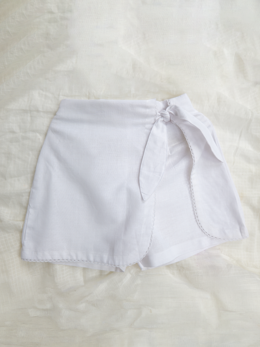 White Spring Linen Skorts Set