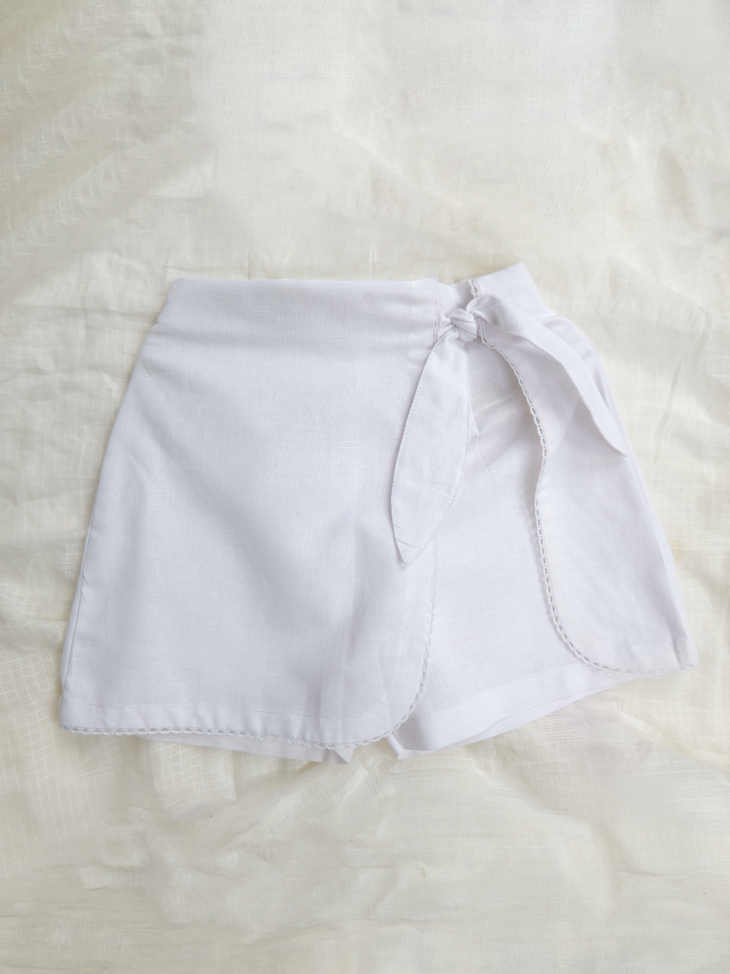 White Spring Linen Skorts Set