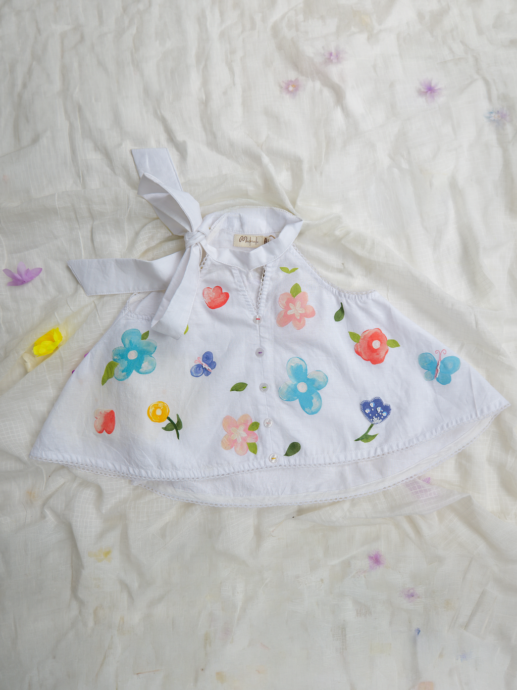 White Spring Linen Top with Shorts