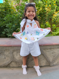 White Spring Linen Top with Shorts