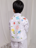 White Spring Linen Unisex Jacket with Pants