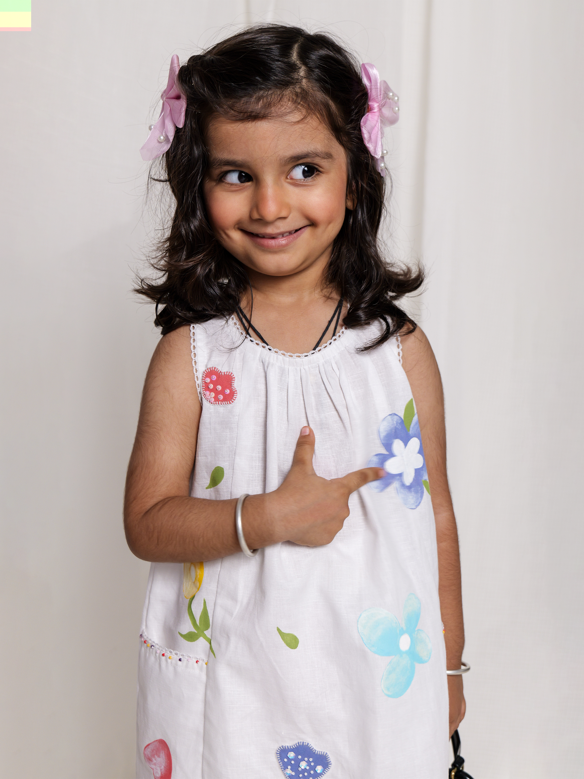 White spring linen A-Line Dress With Pockets