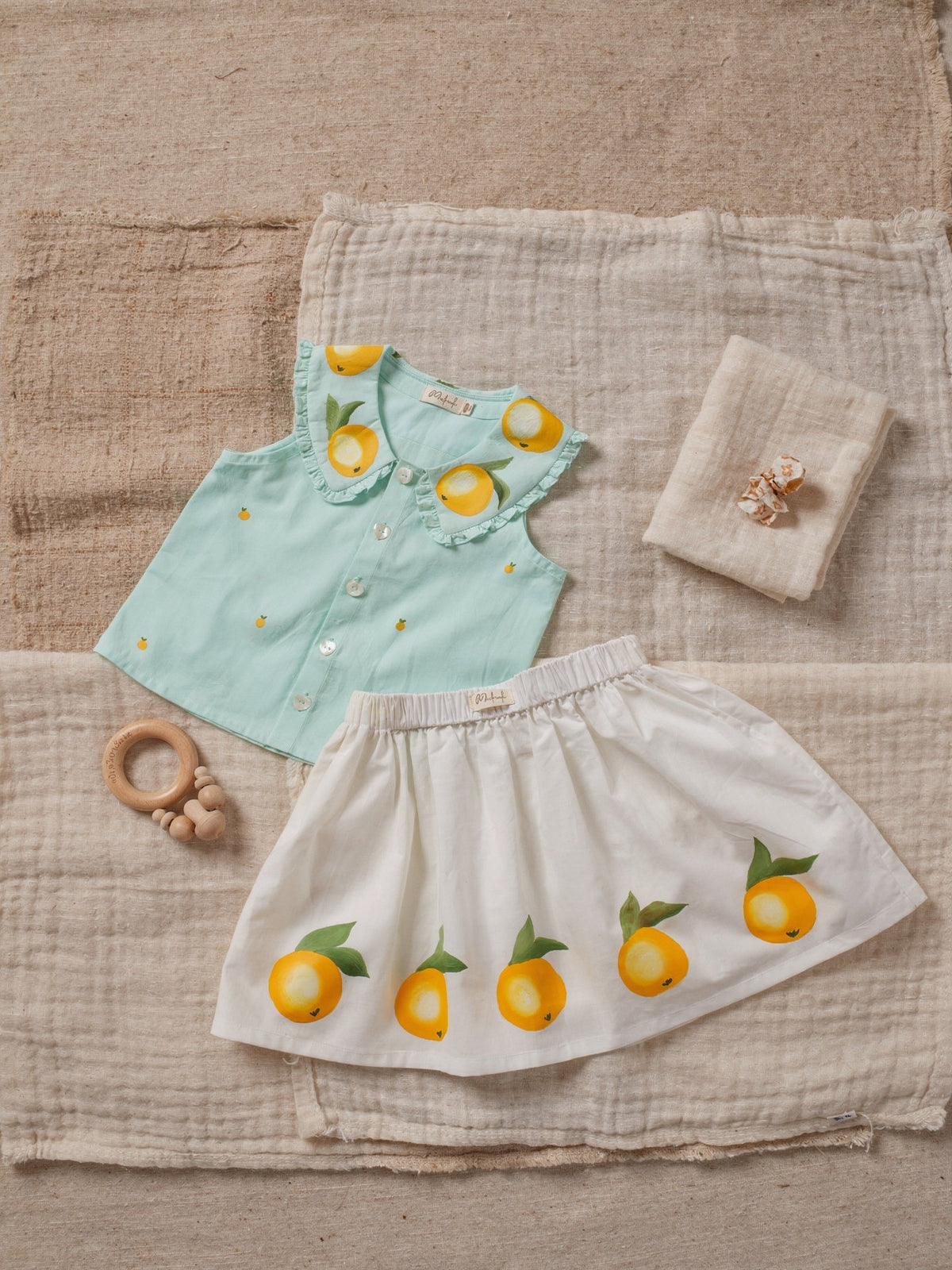 Mint green top skirt set