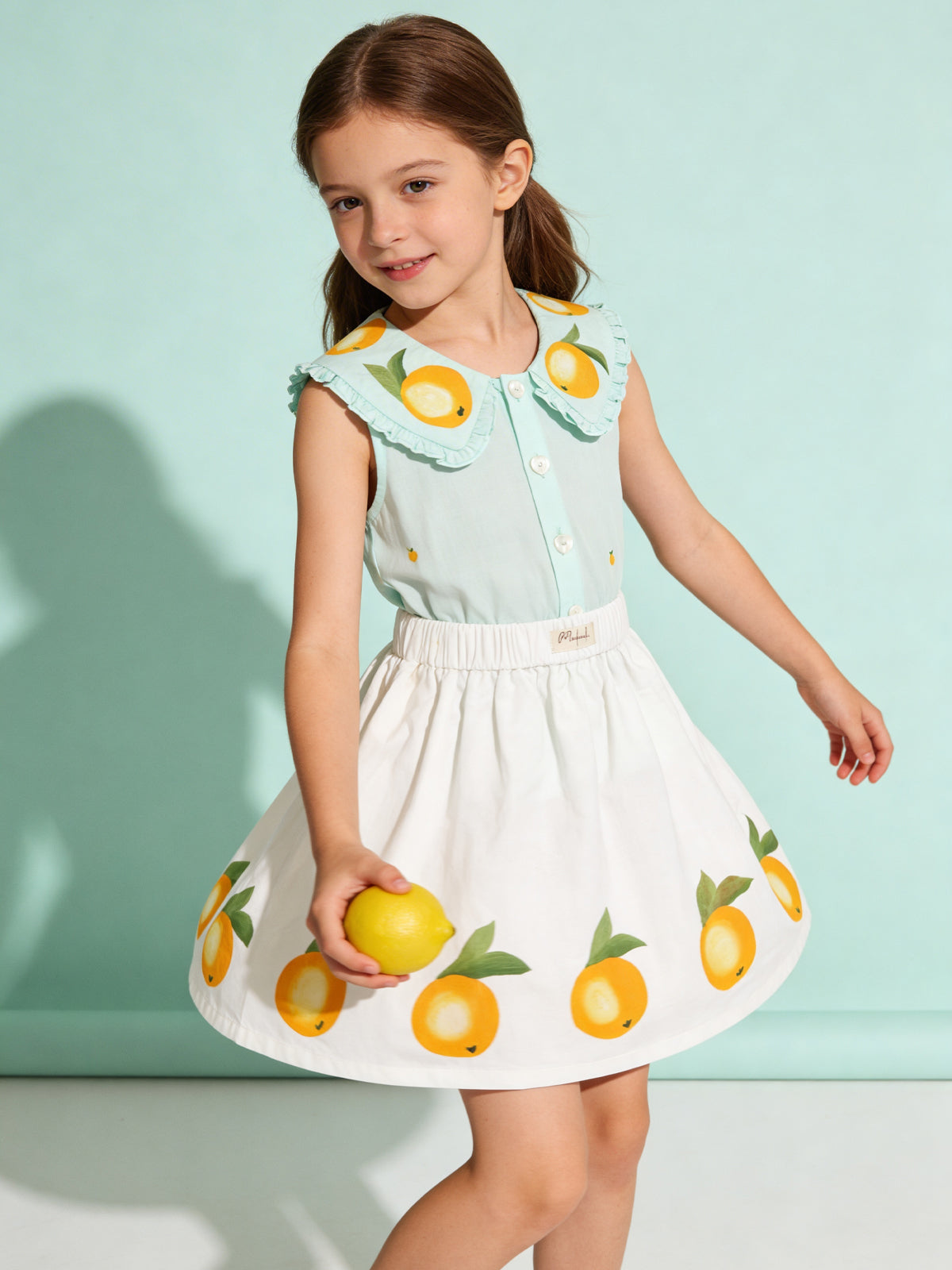 Mint green top skirt set