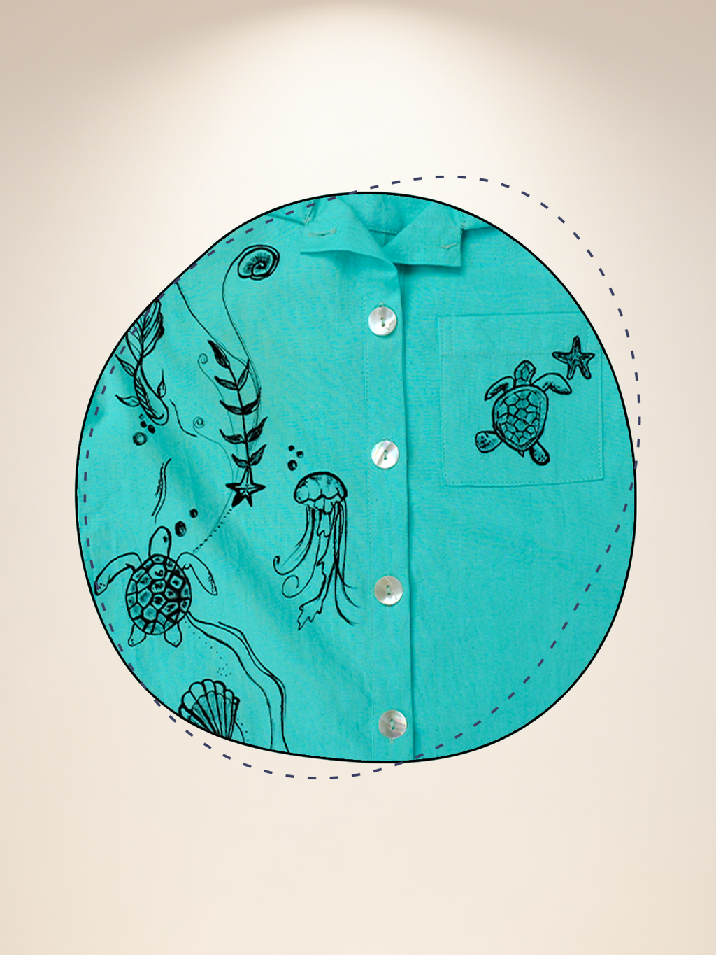 Aqua green shirt with white shorts