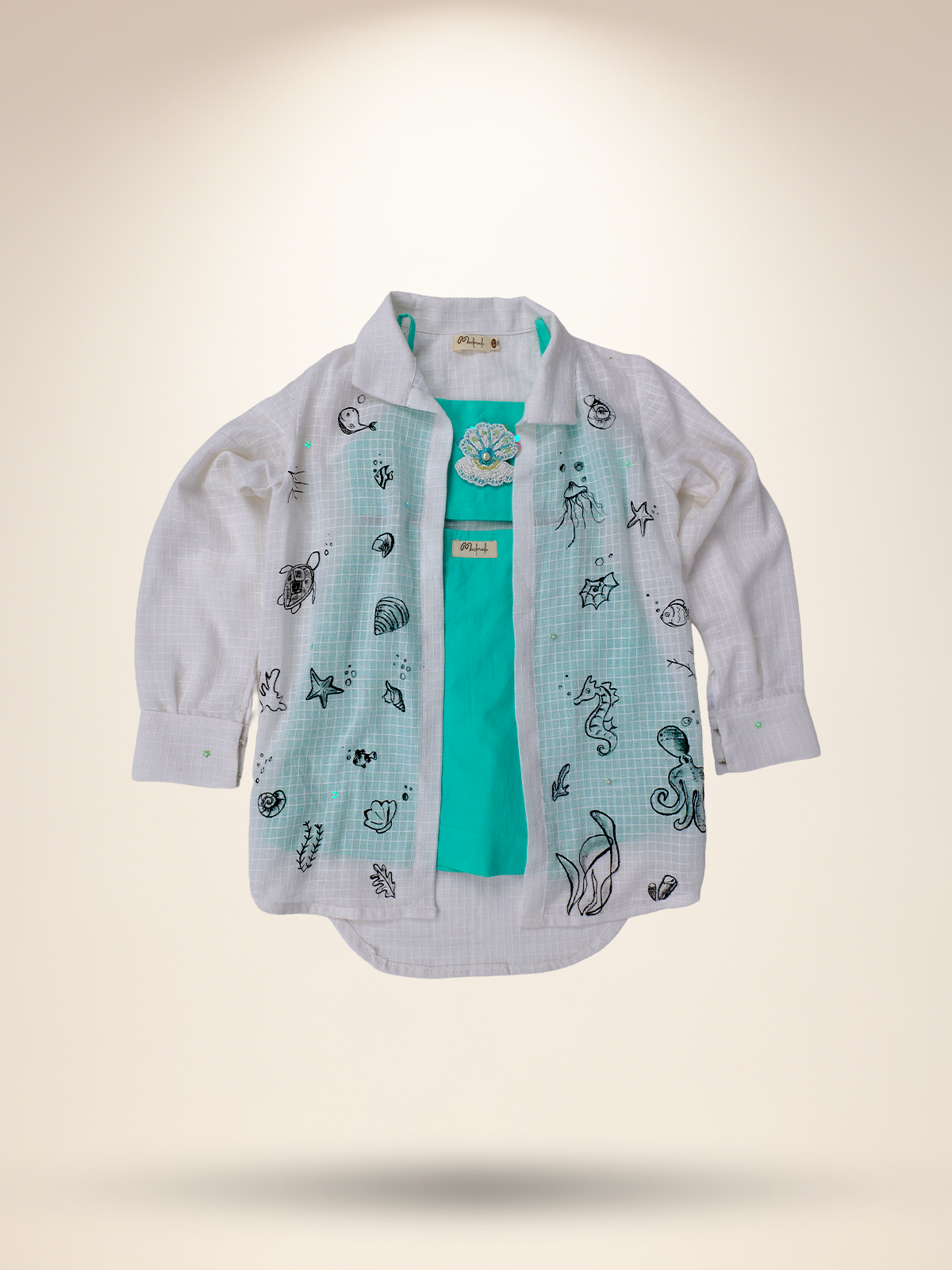 Aqua green skort with tube top & skirt