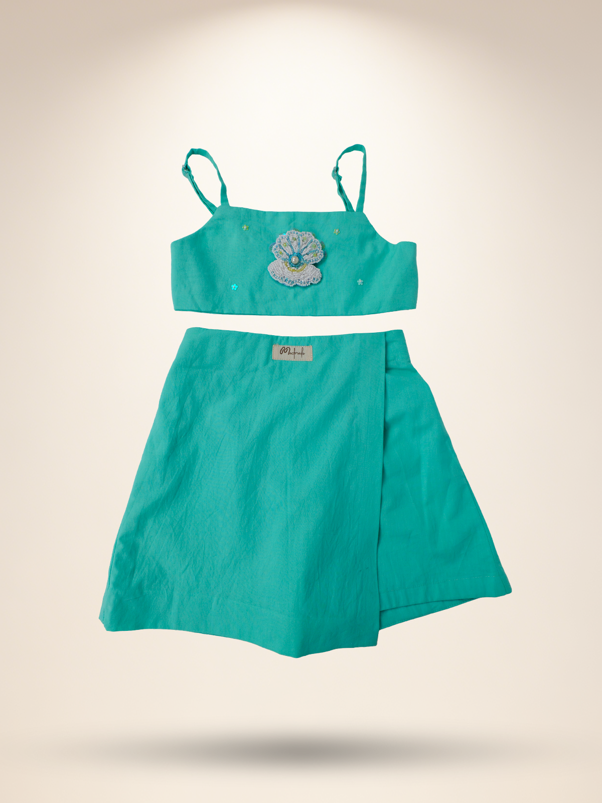 Aqua green skort with tube top & skirt