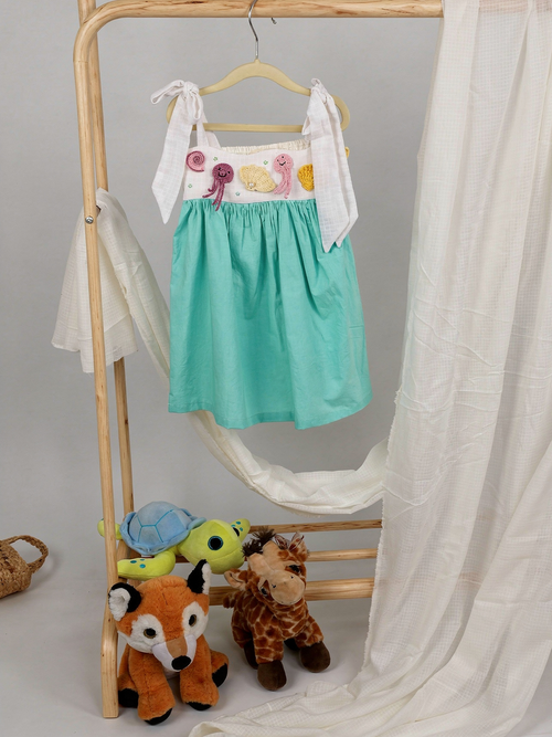 Aqua green wave dress