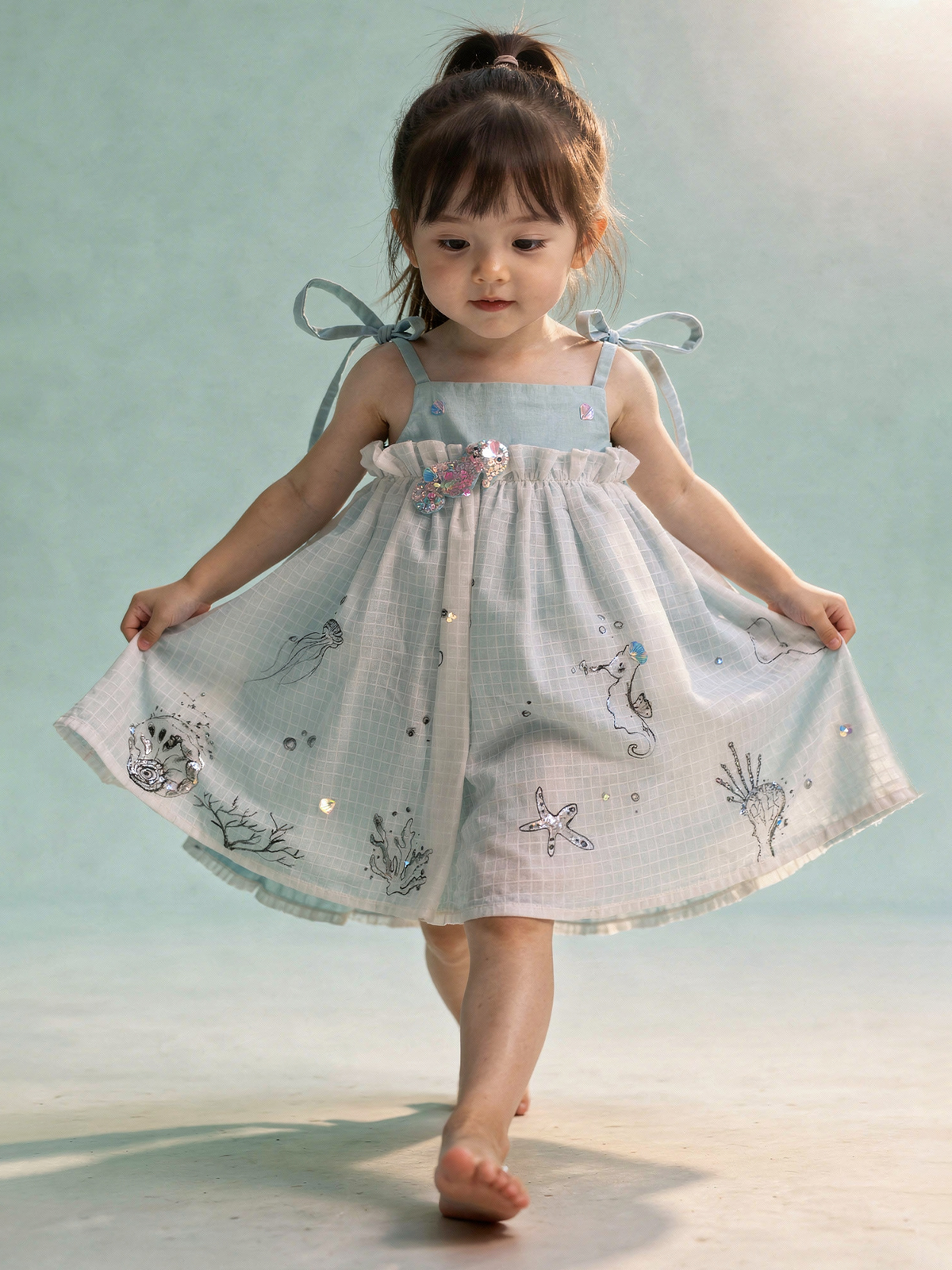 Baby blue tie up dress