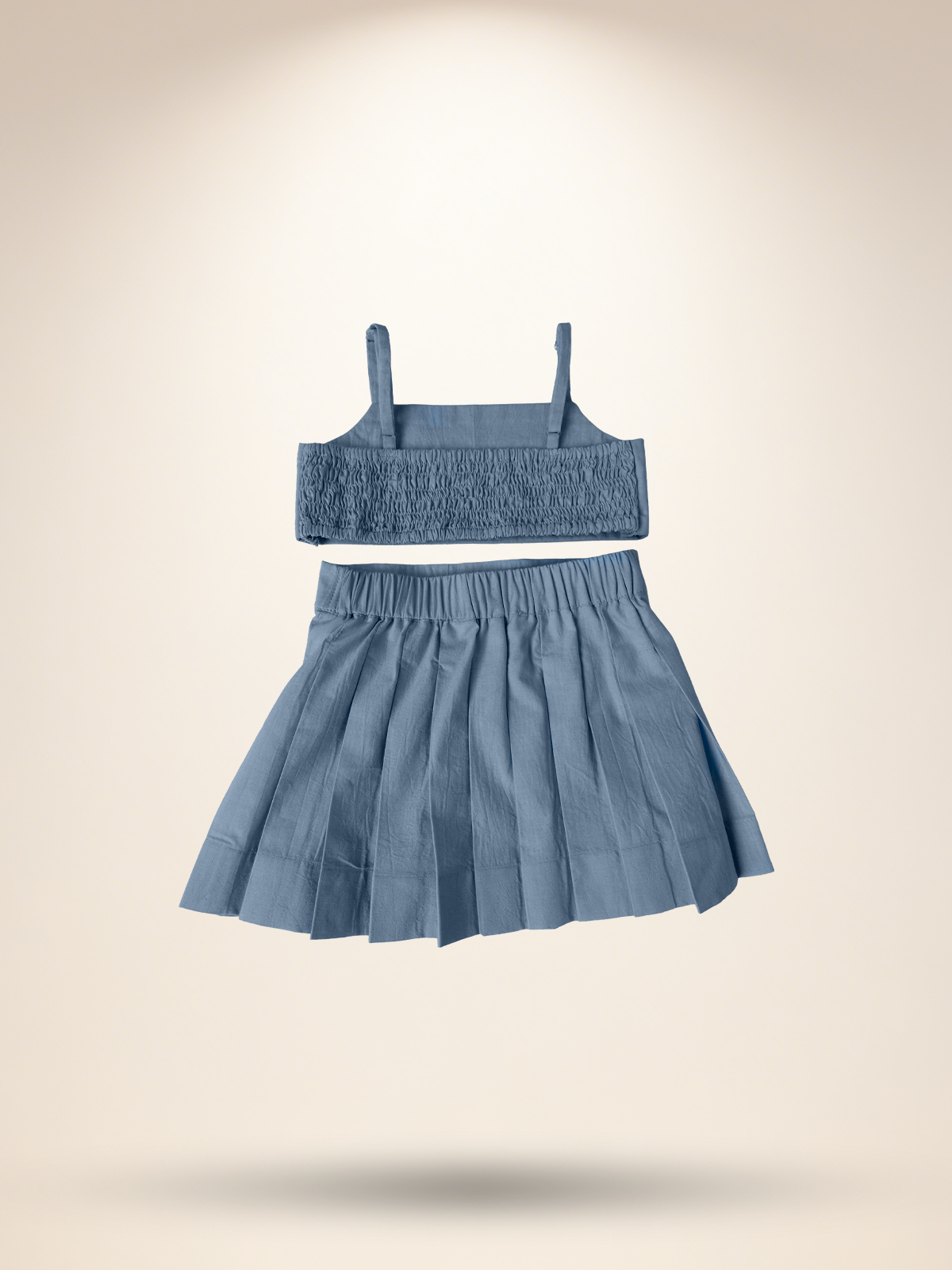 Baby blue pleated skirt with tube top & shirt