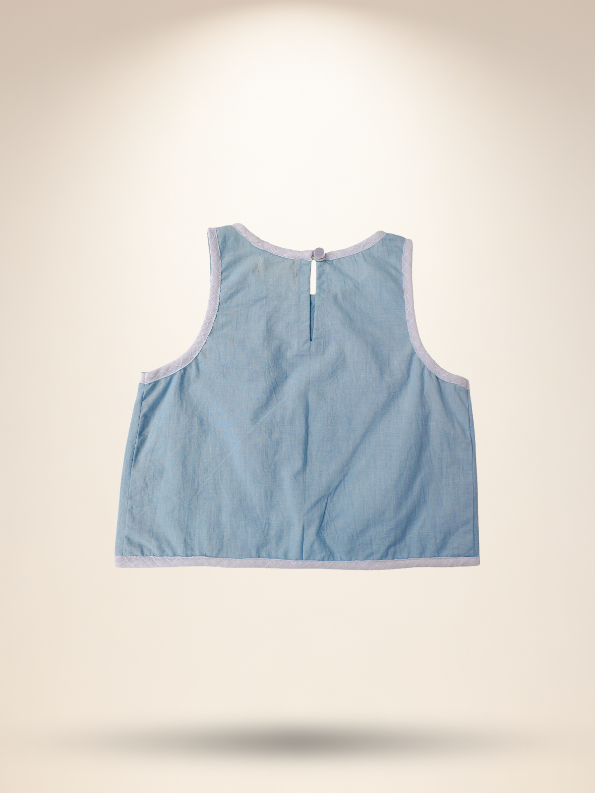 Baby blue overlap top with white shorts