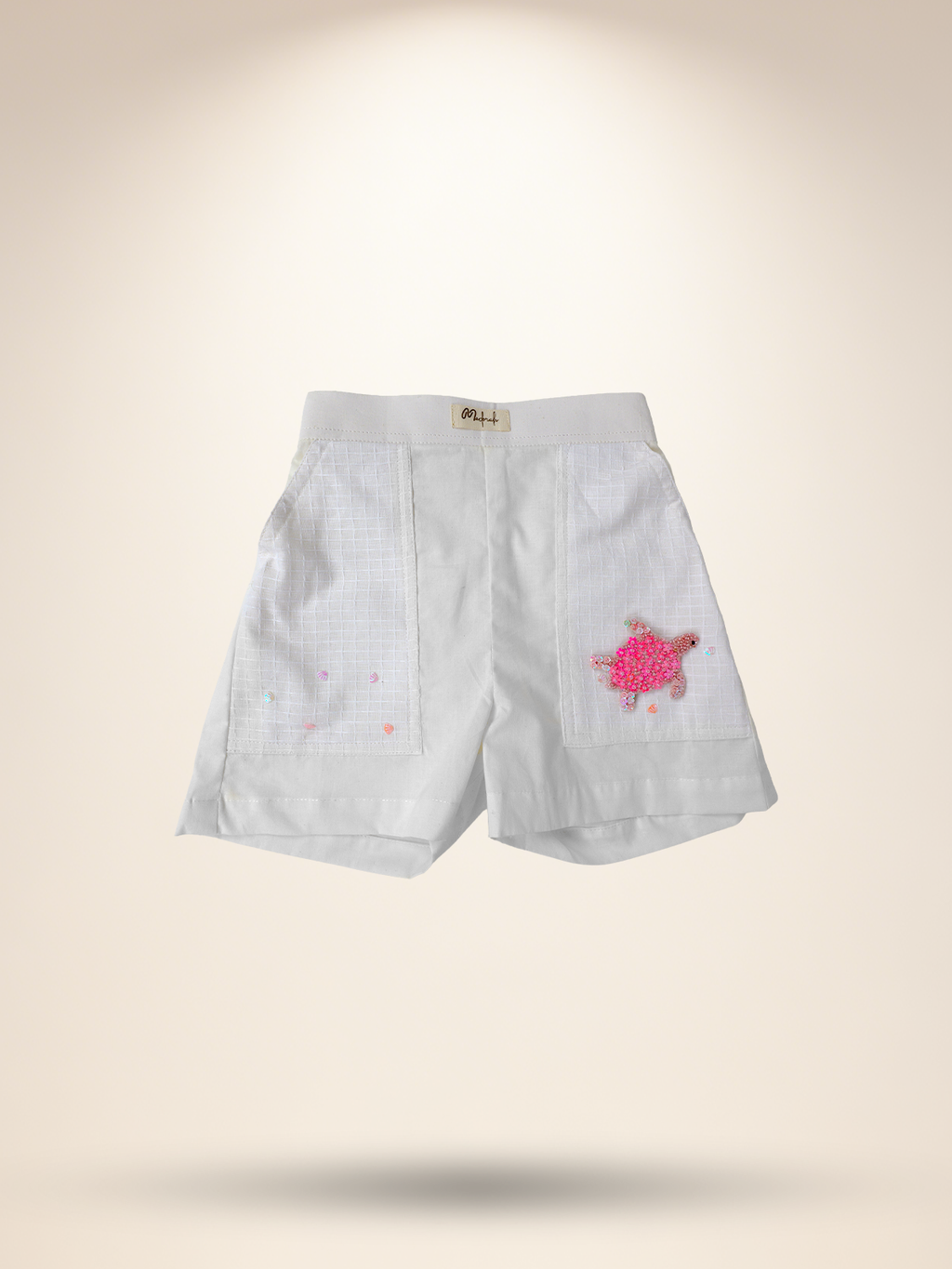 Baby blue overlap top with white shorts