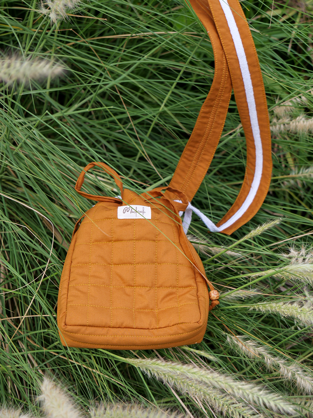 Brown Quilted Sling Ba