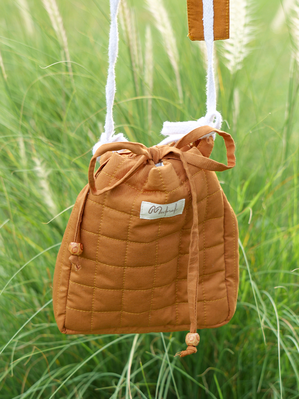 Brown Quilted Sling Ba