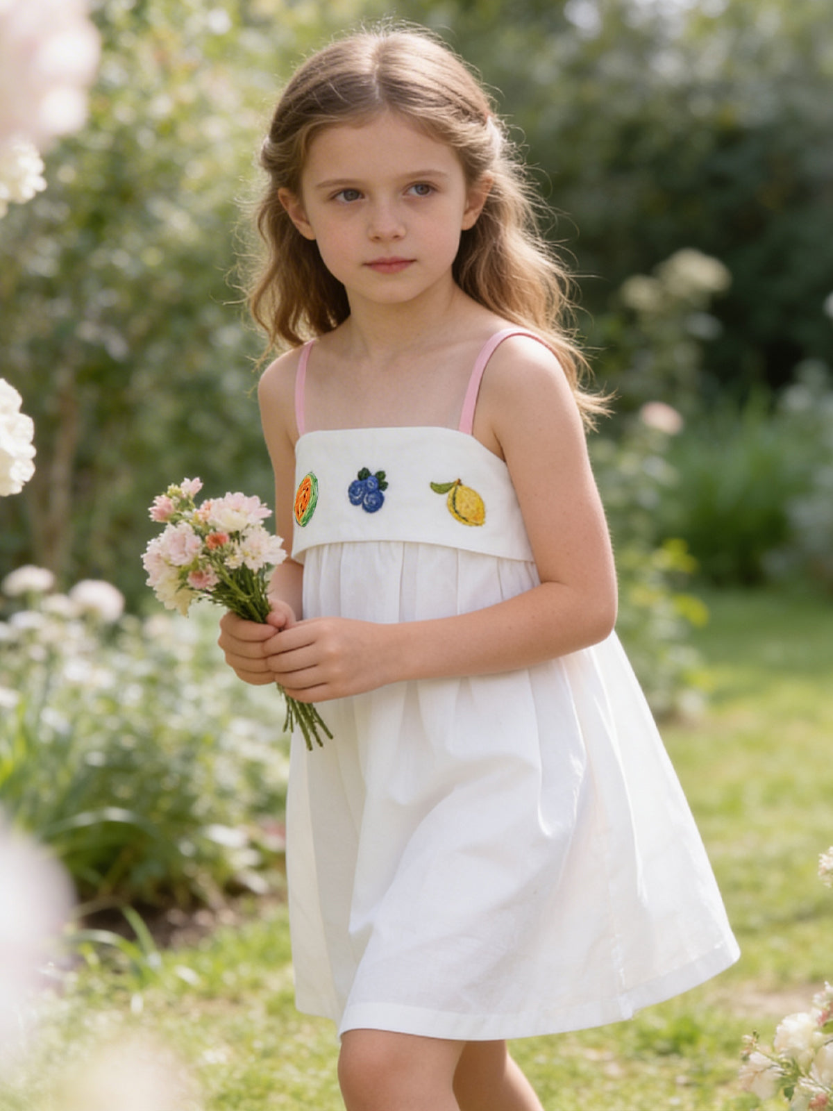 White back tie-up fruit dress