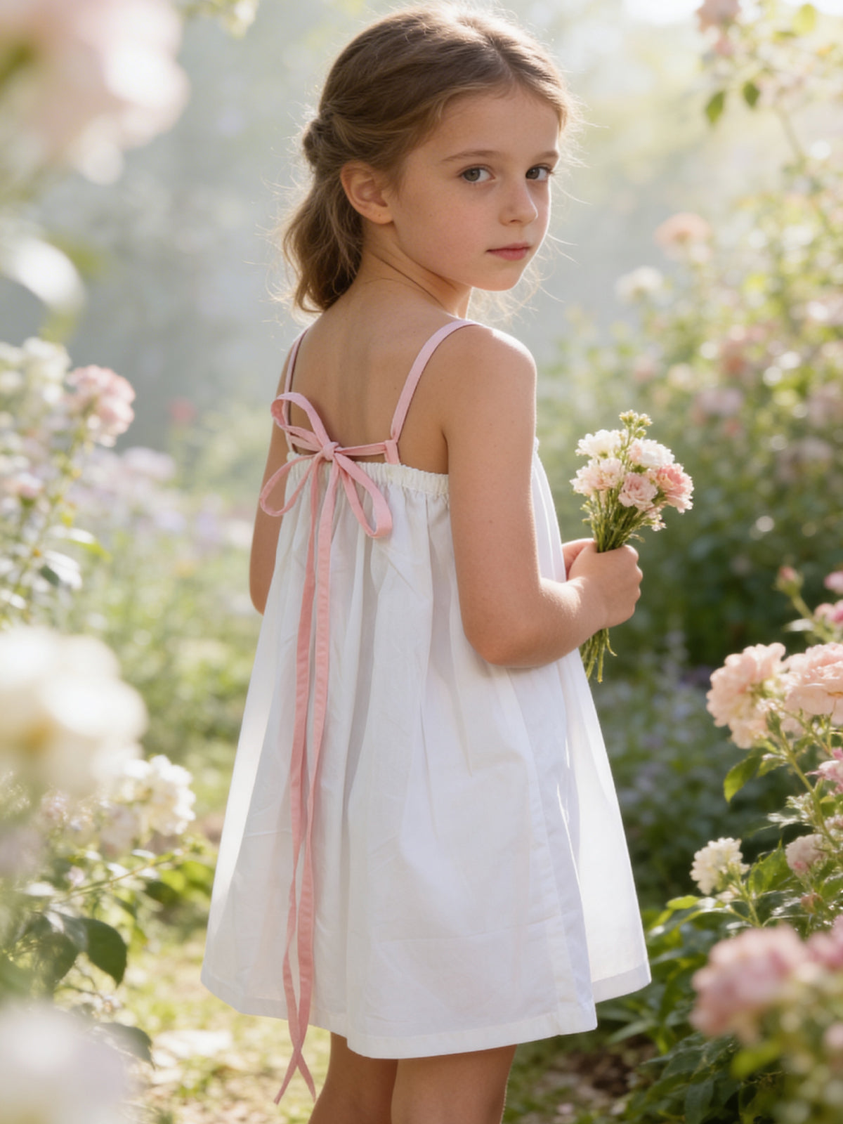 White back tie-up fruit dress