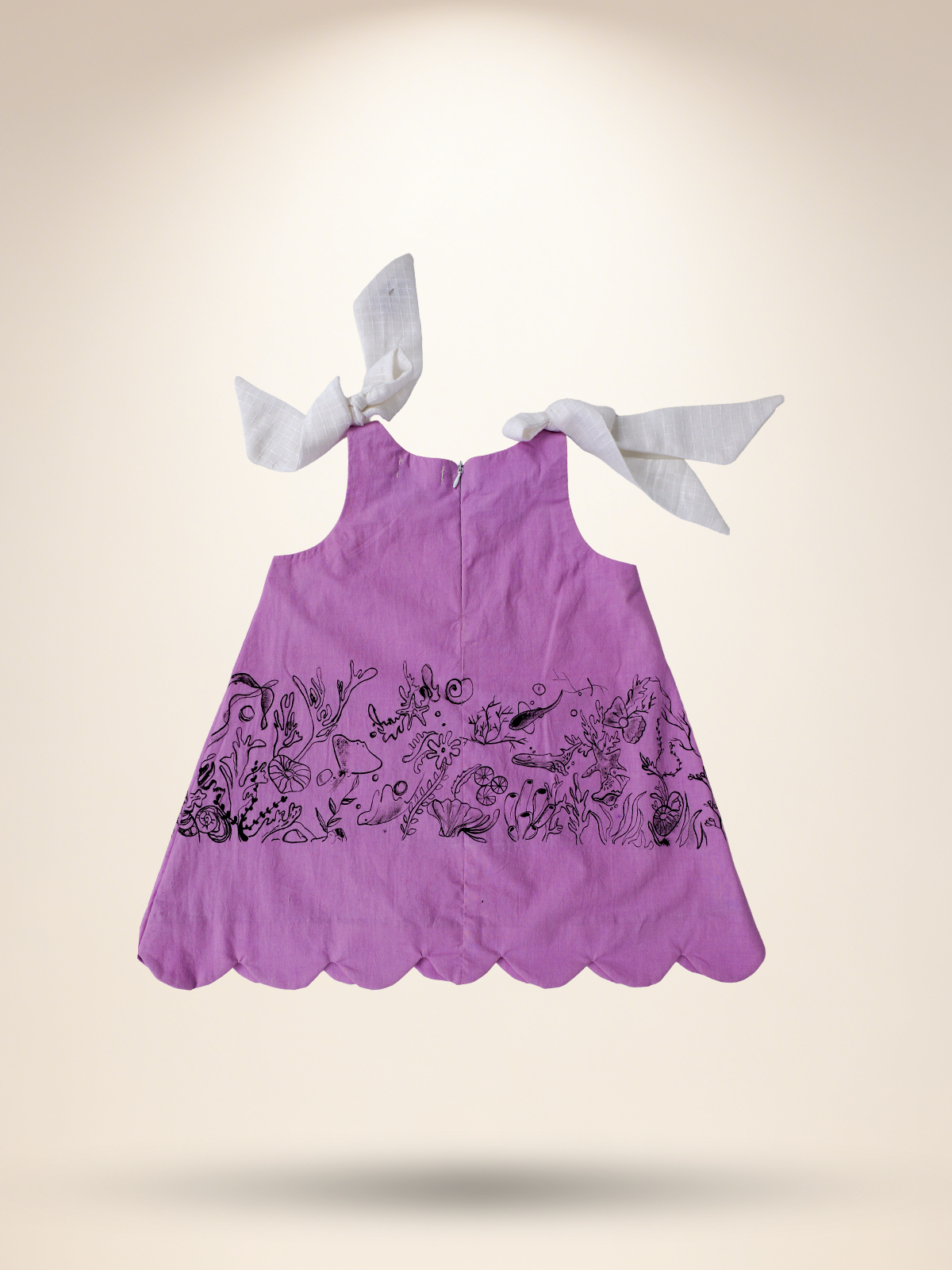 Lavender A line scalloped dress with bows