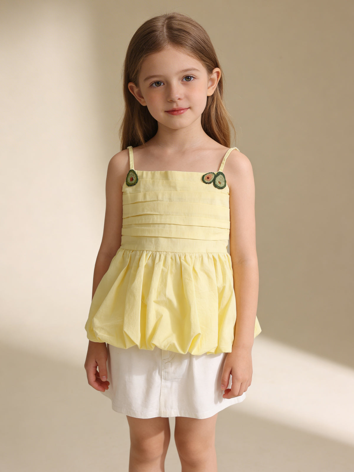 lemon yellow balloon top skirt set