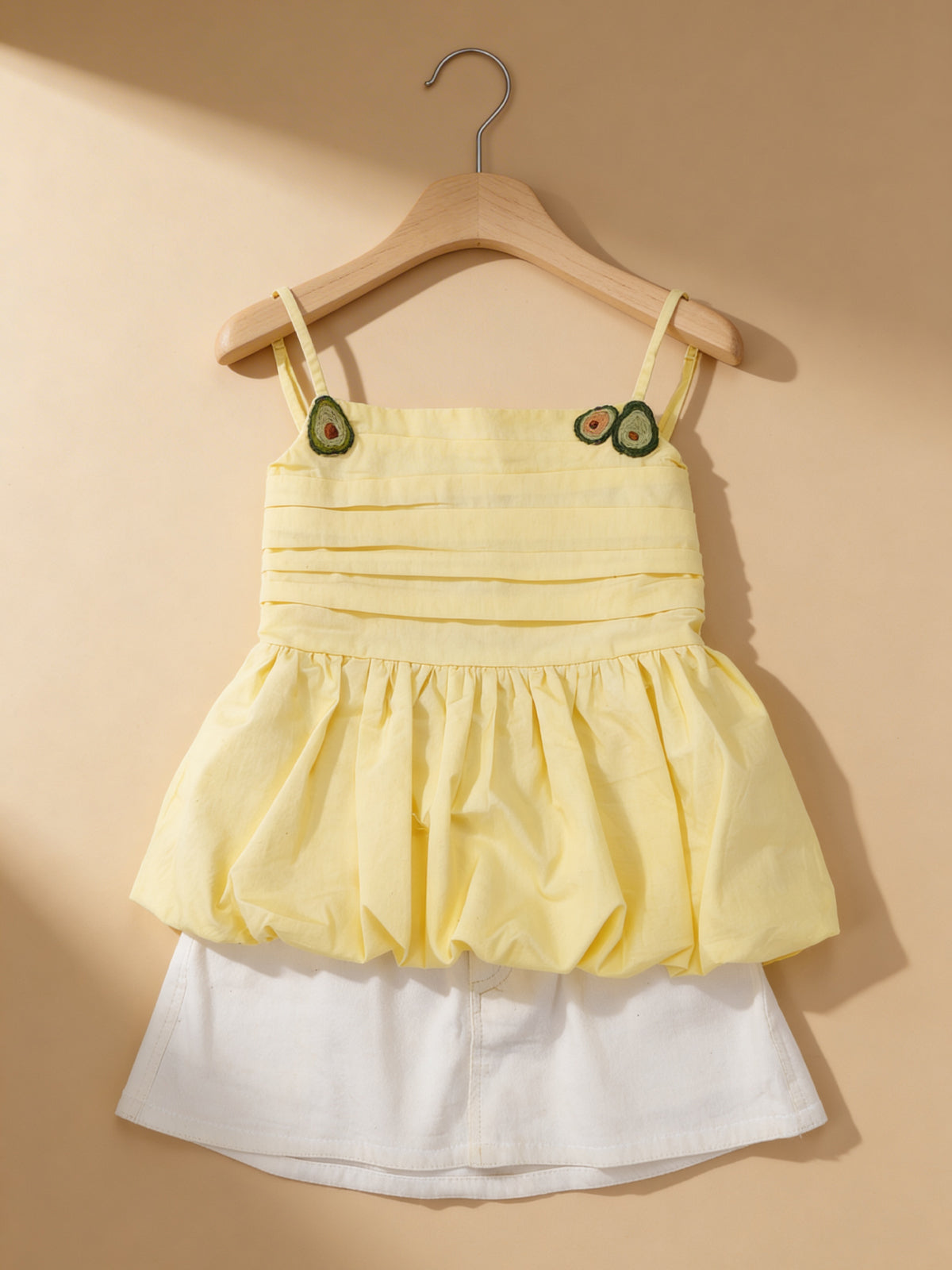 lemon yellow balloon top skirt set