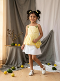 lemon yellow balloon top skirt set