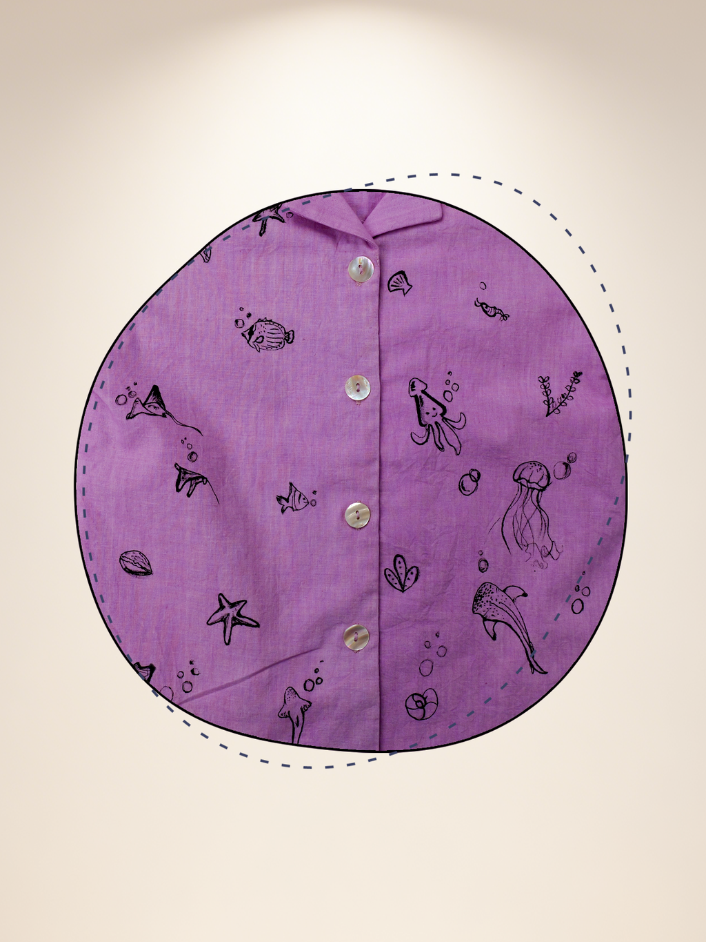 Lavender shirt with white shorts
