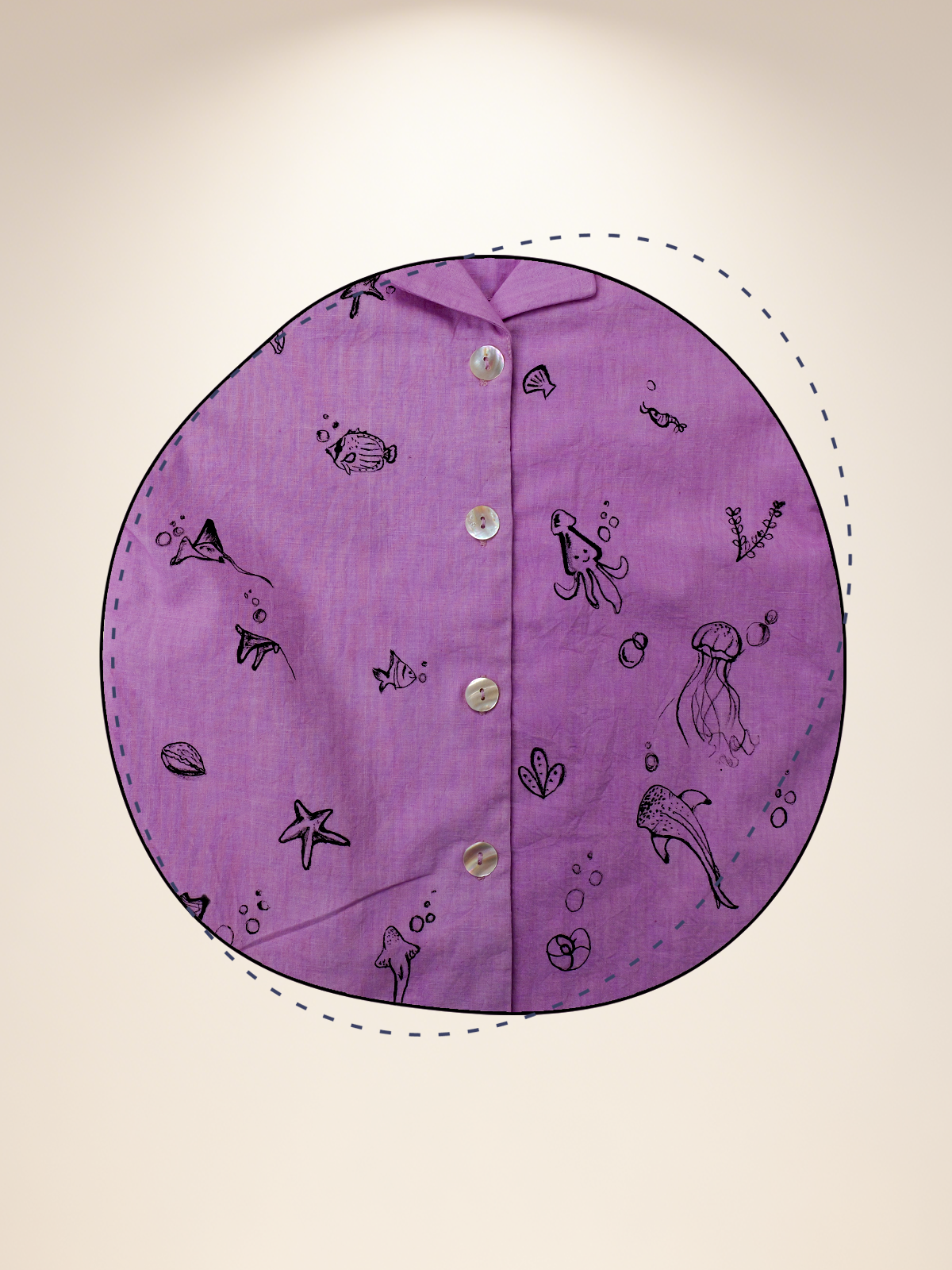 Lavender shirt with white shorts